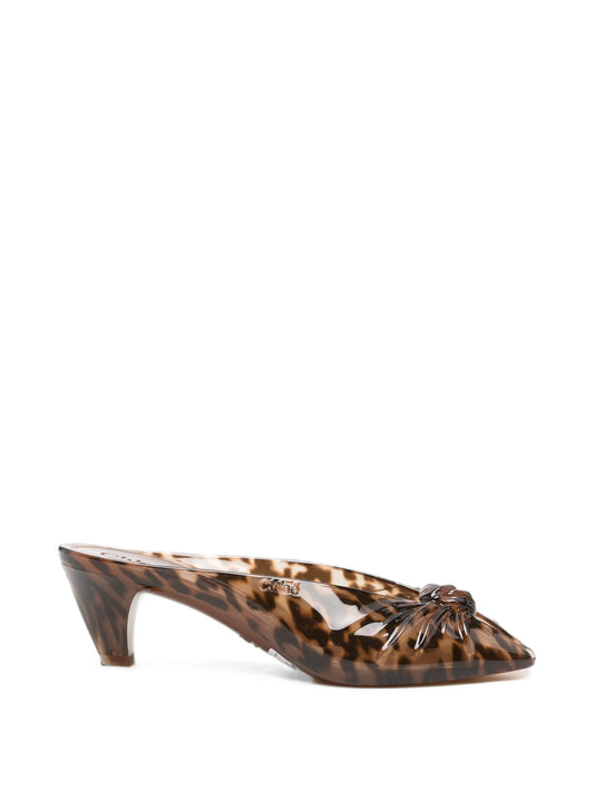 Jelly leopard-print knotted mules