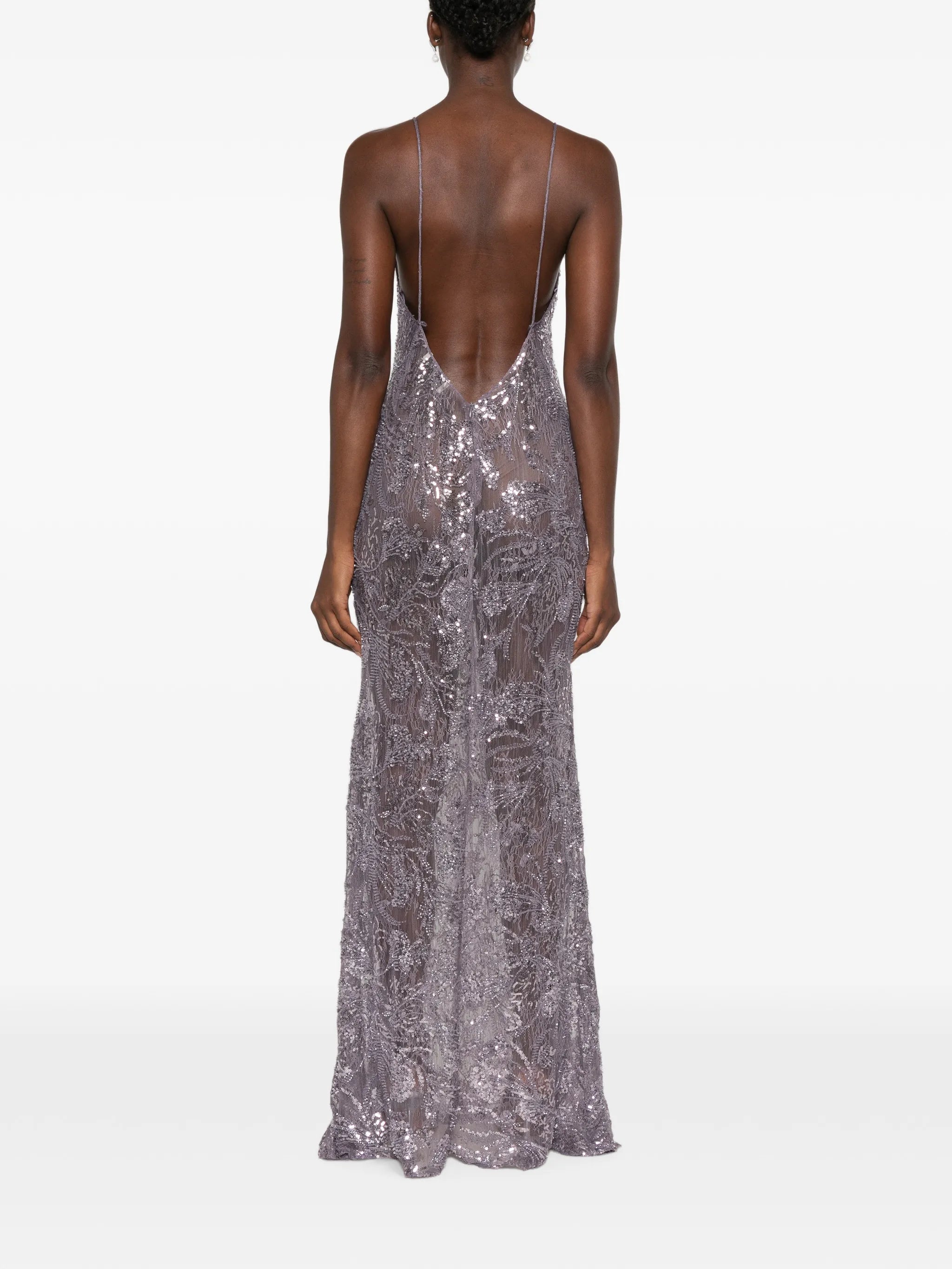sequin-embellished V-neck maxi dress