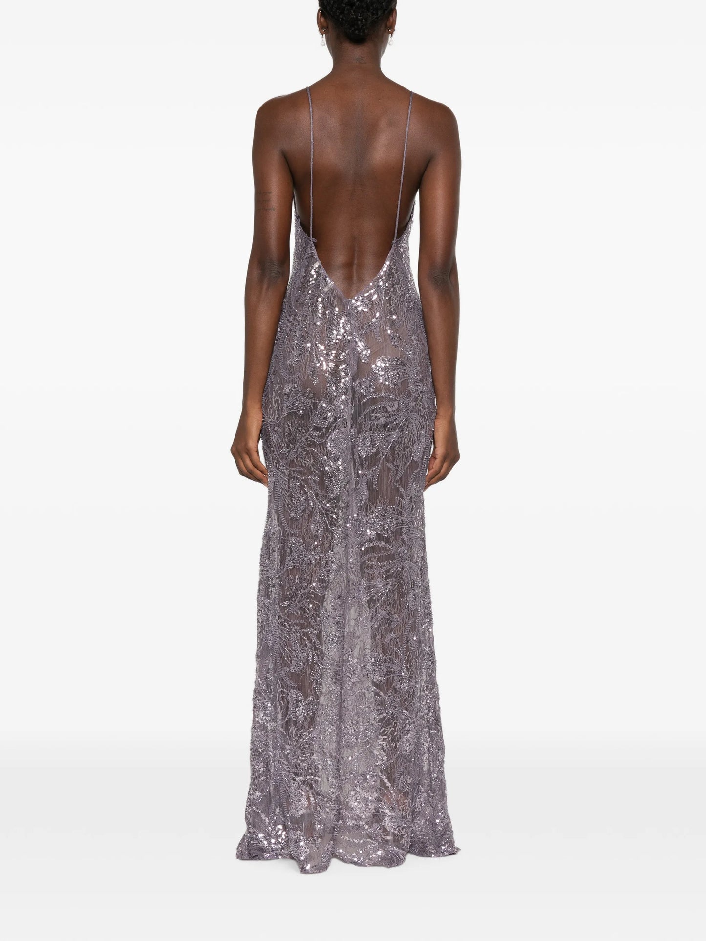 sequin-embellished V-neck maxi dress
