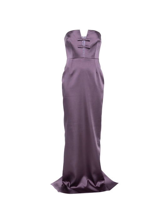 bow-detail strapless maxi dress