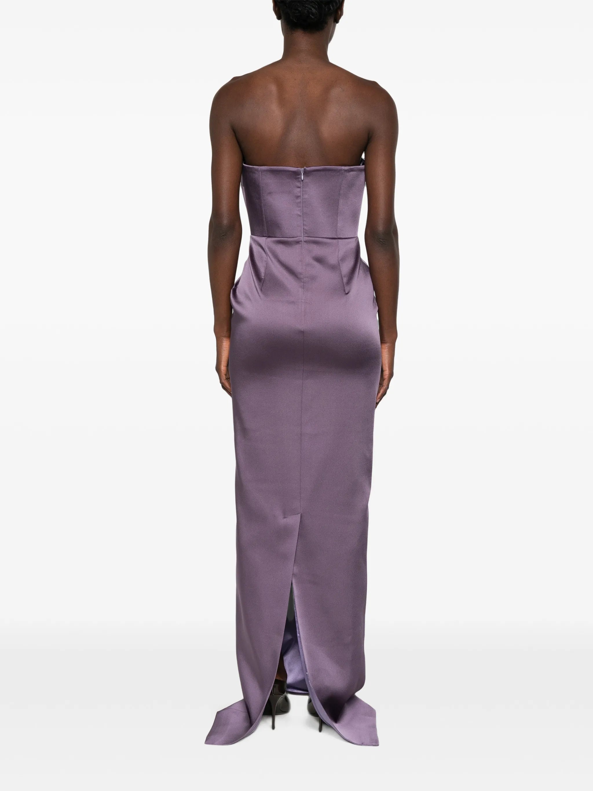 bow-detail strapless maxi dress