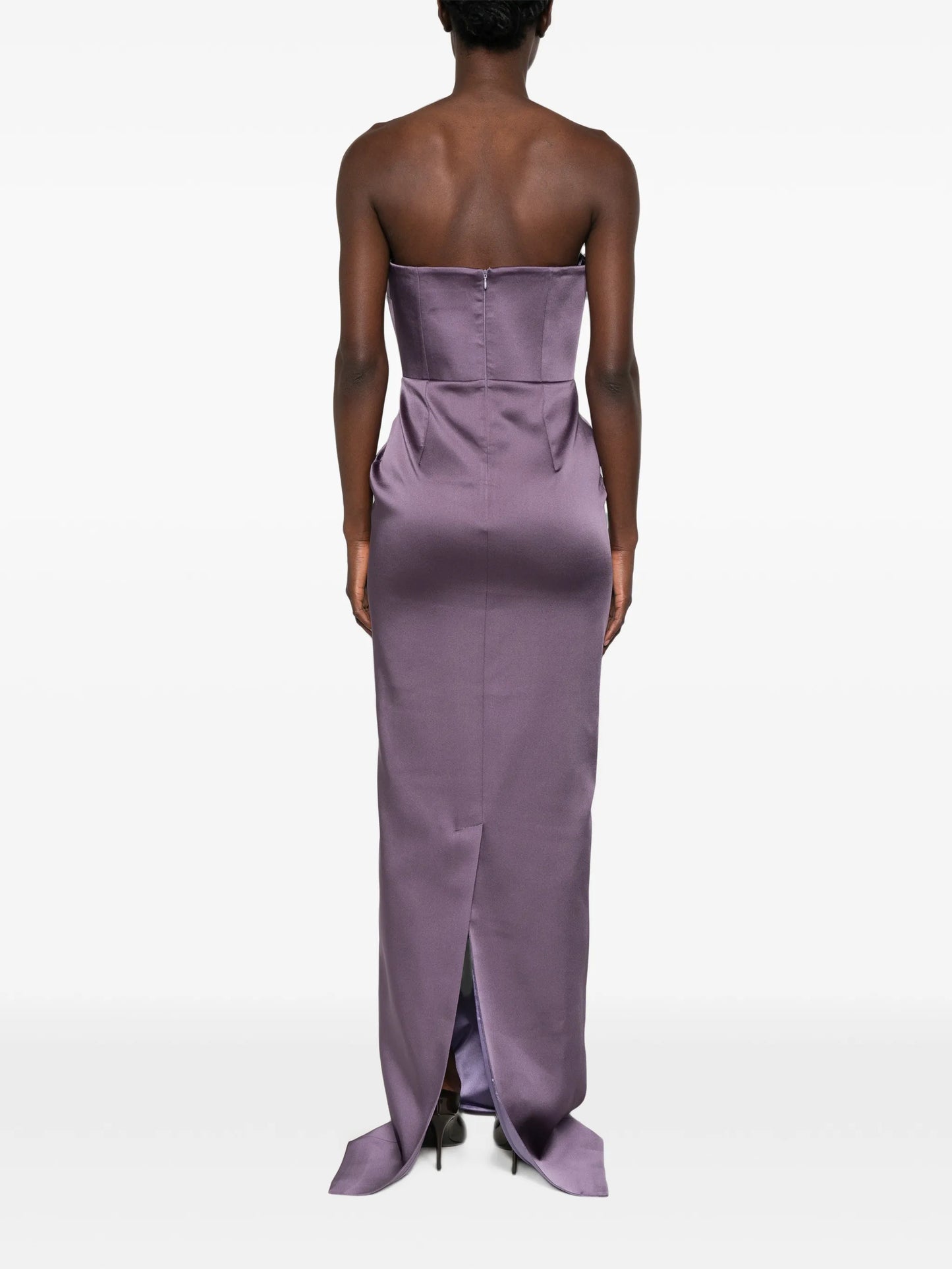 bow-detail strapless maxi dress