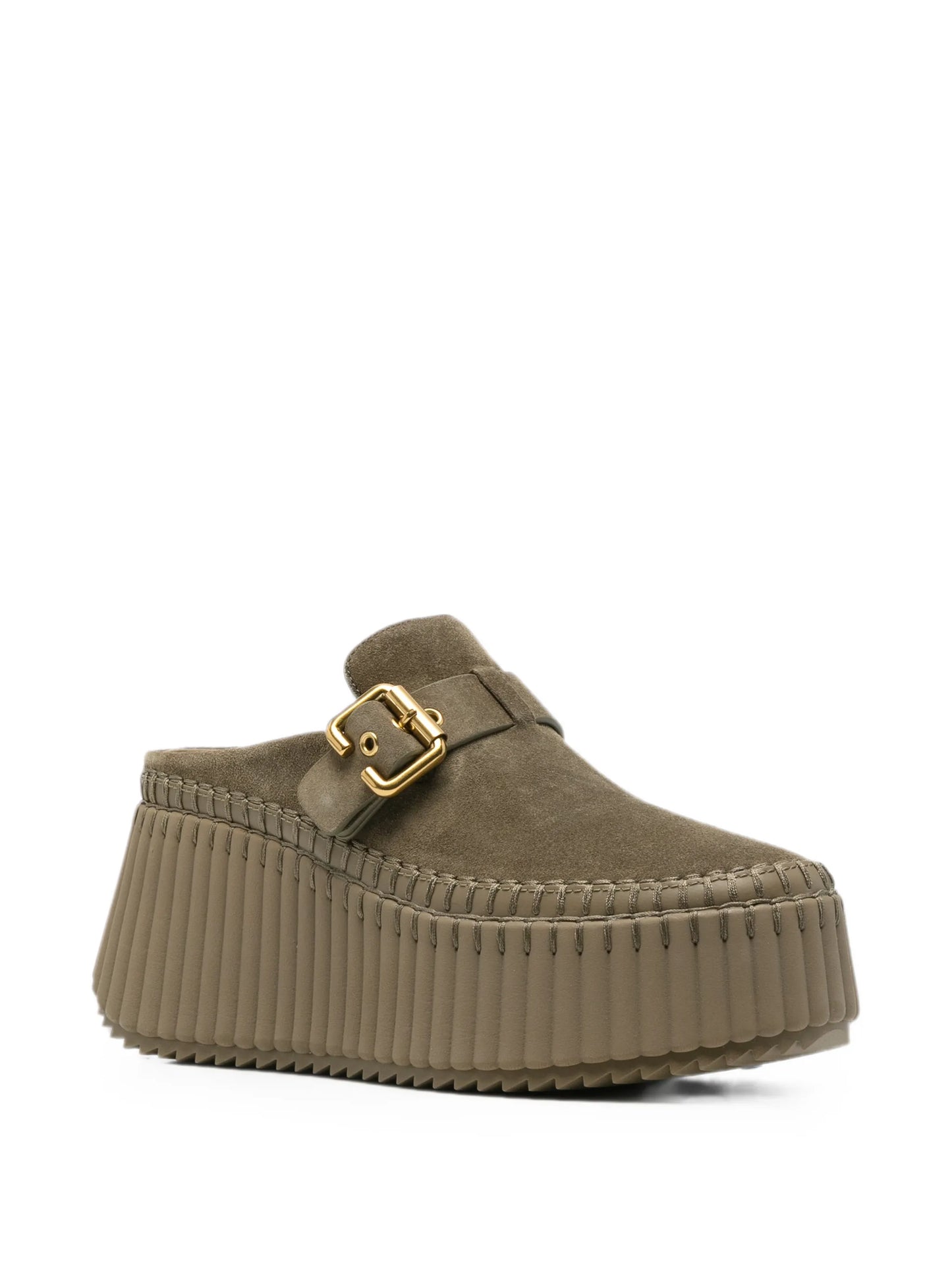 Nama buckle-fastening platform mules