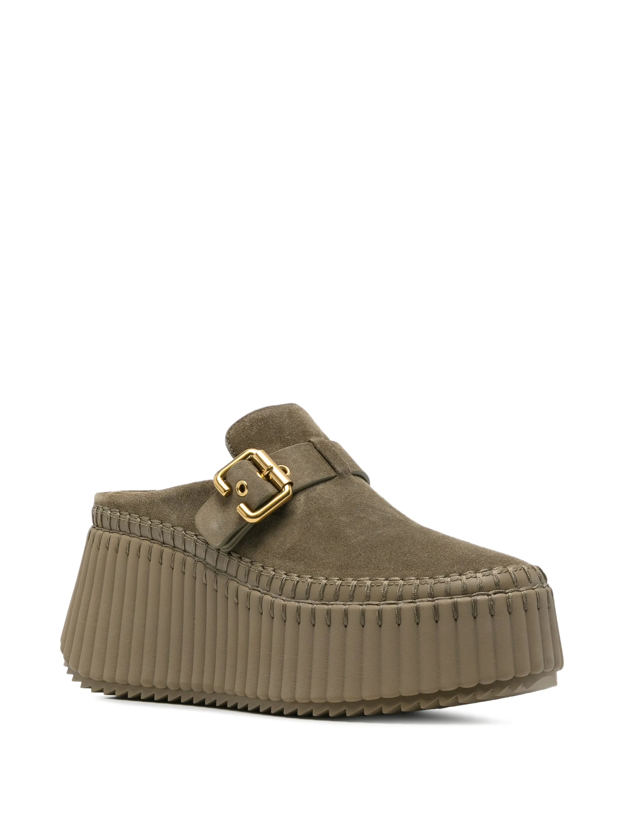 Nama buckle-fastening platform mules