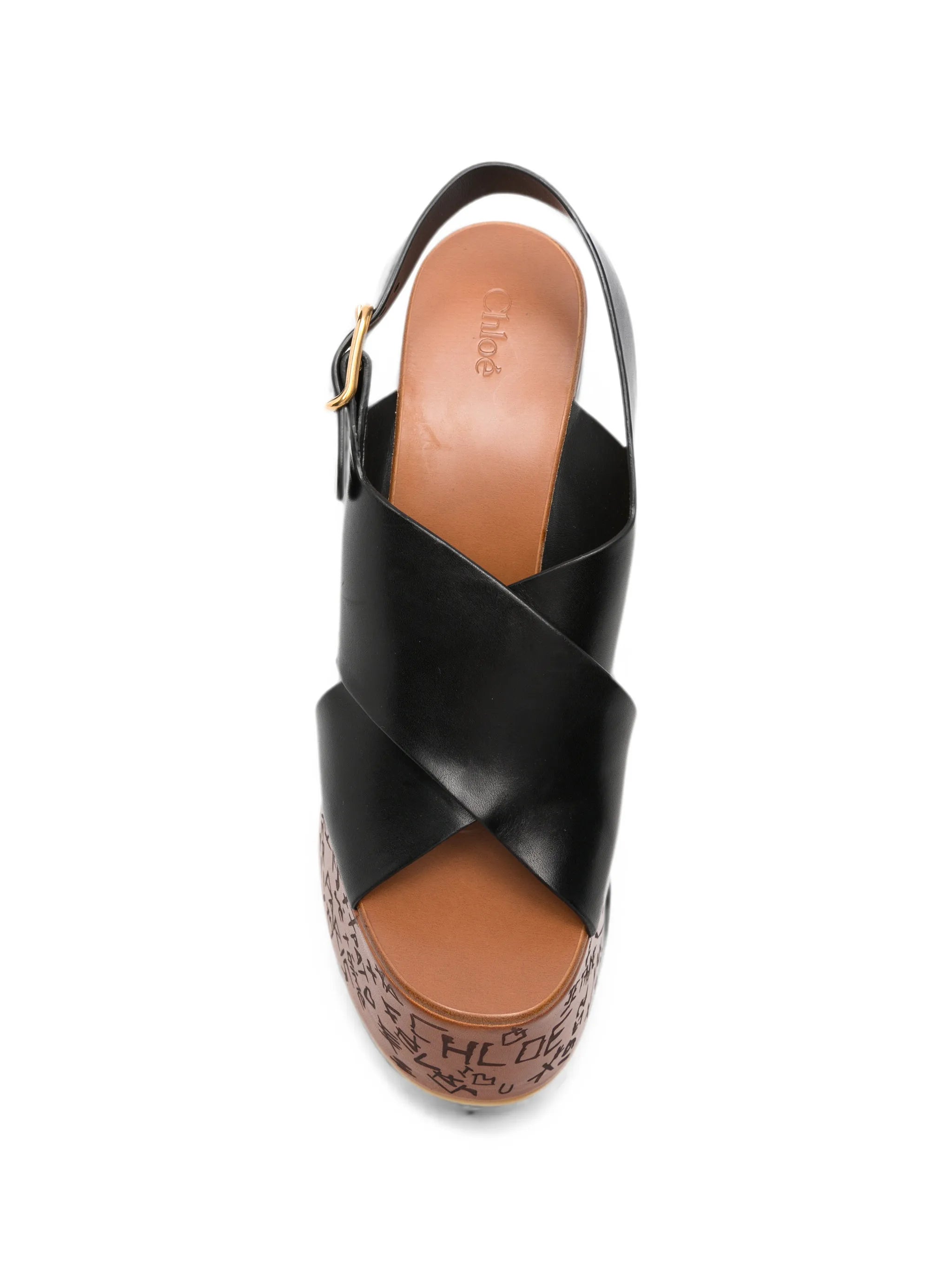 scribble-print wedge sandals