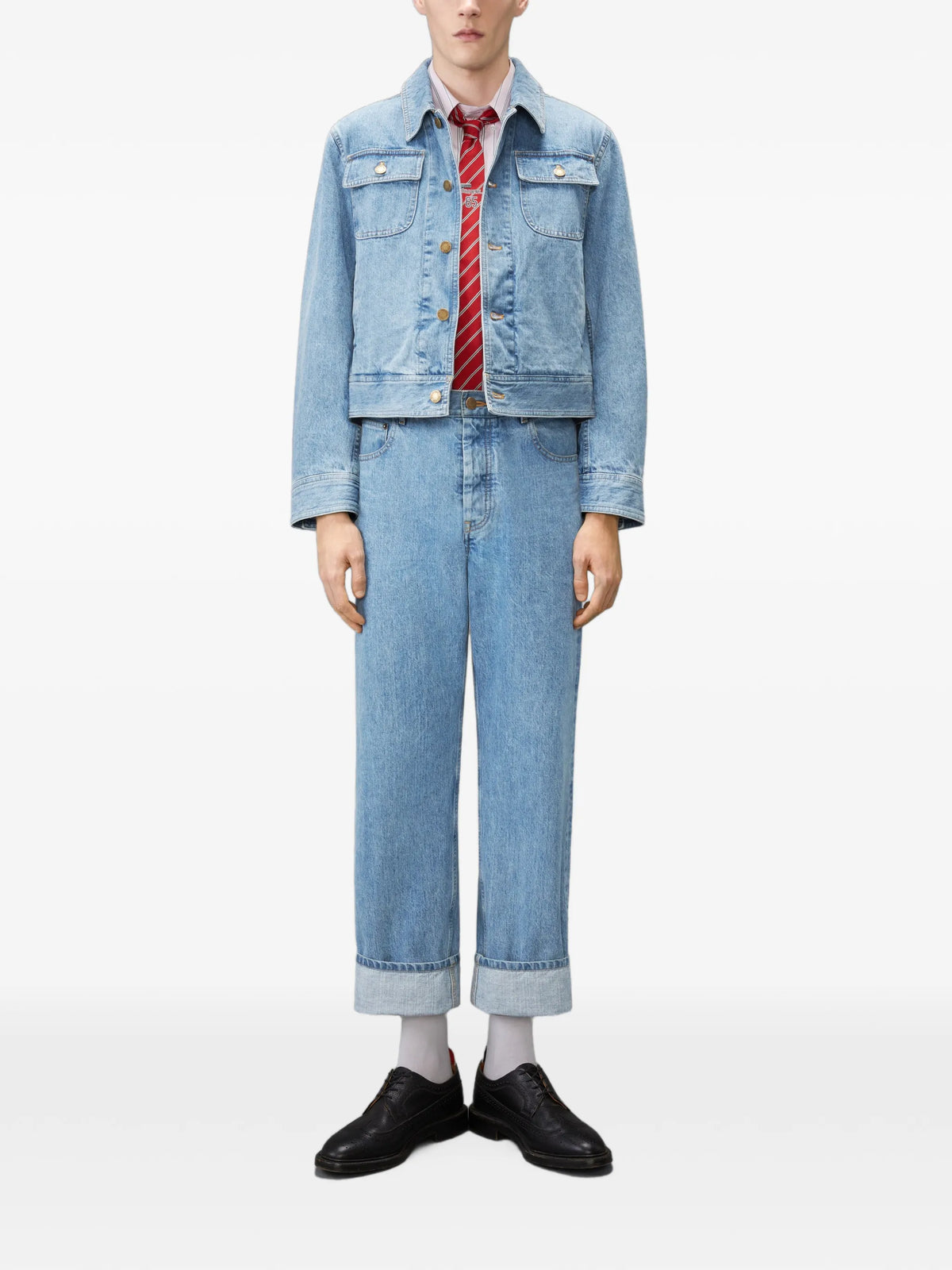 selvedge denim backstrap utility jacket