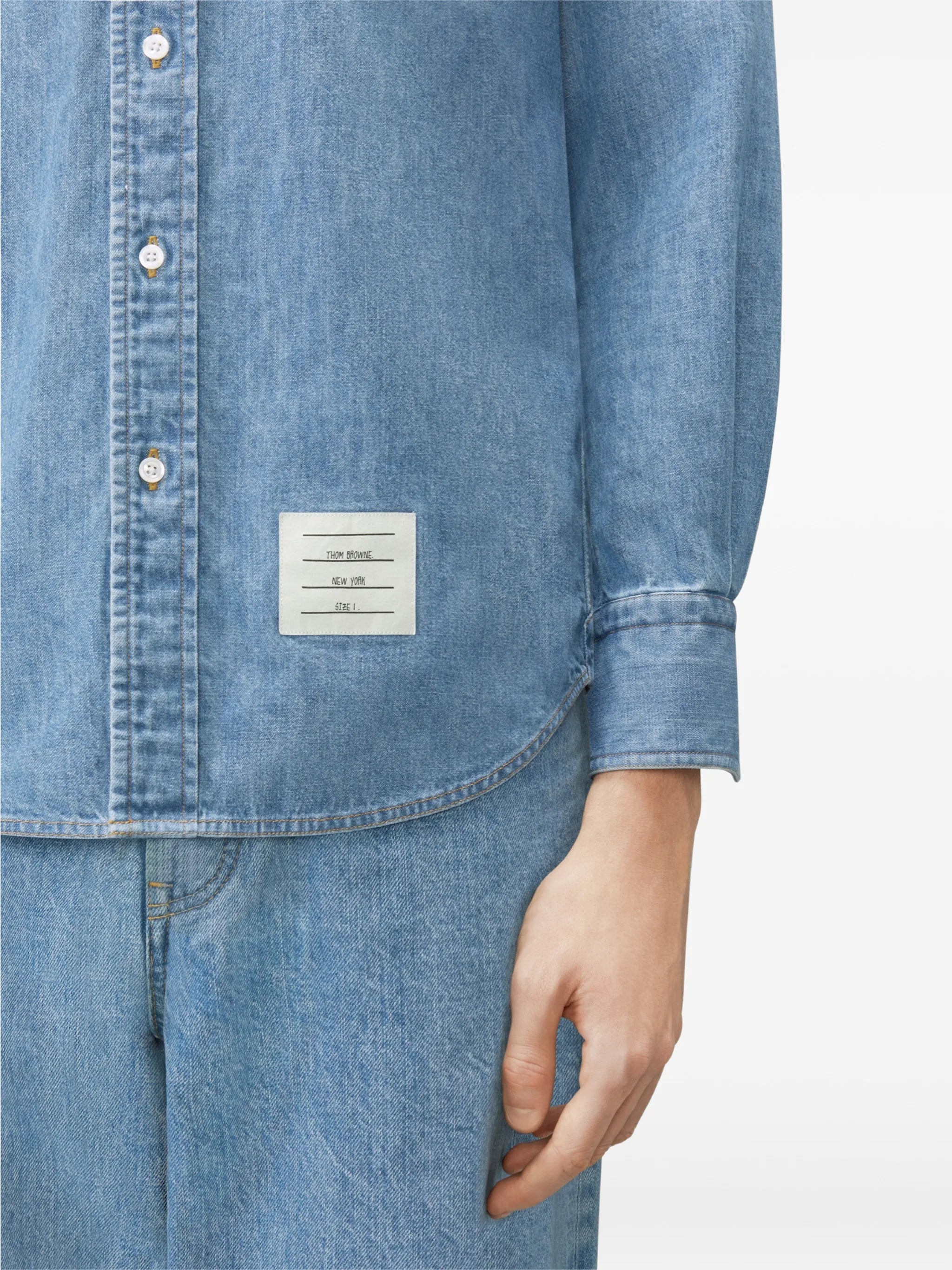 armband-detail denim shirt