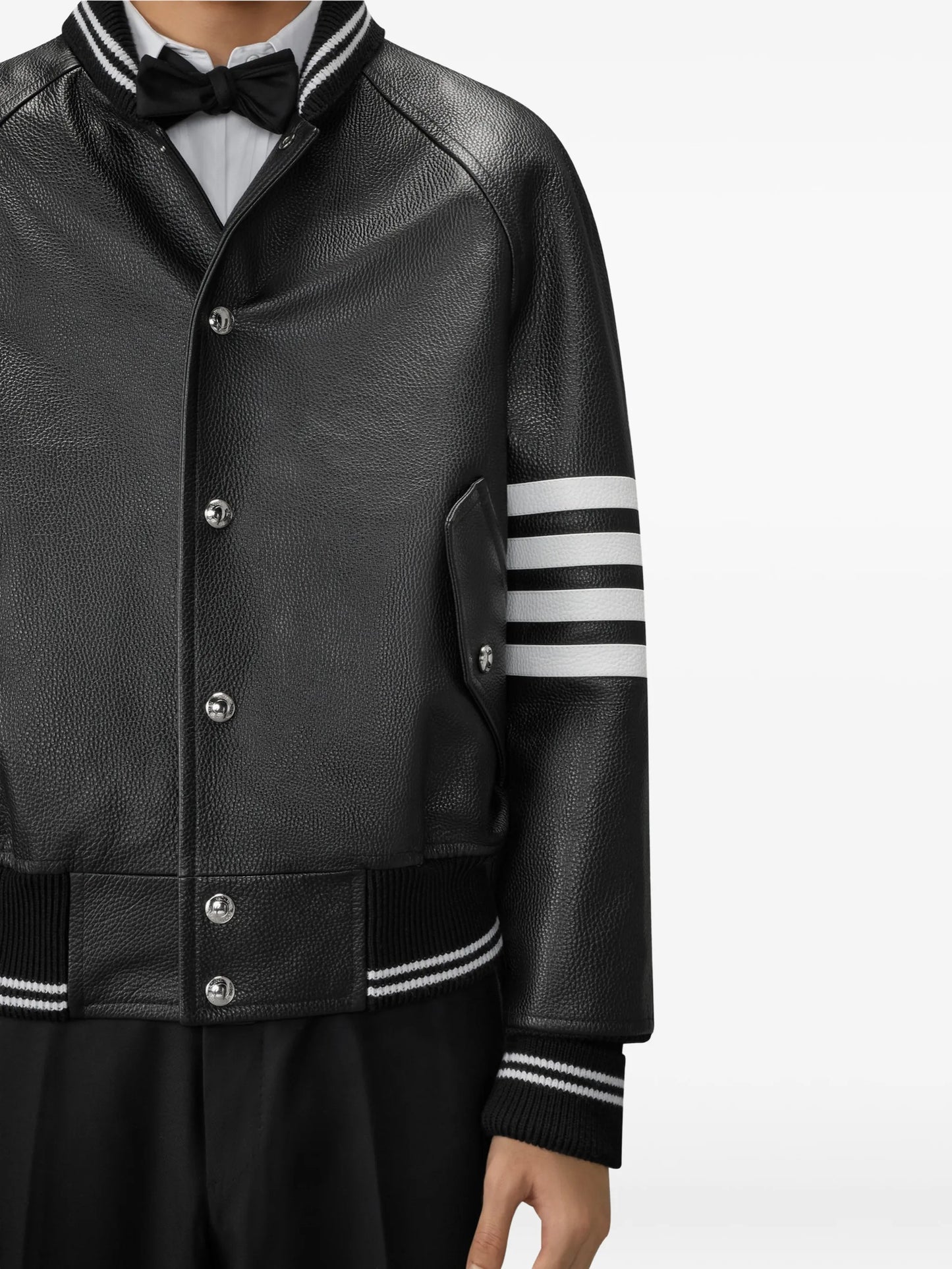 raglan-sleeve leather jacket
