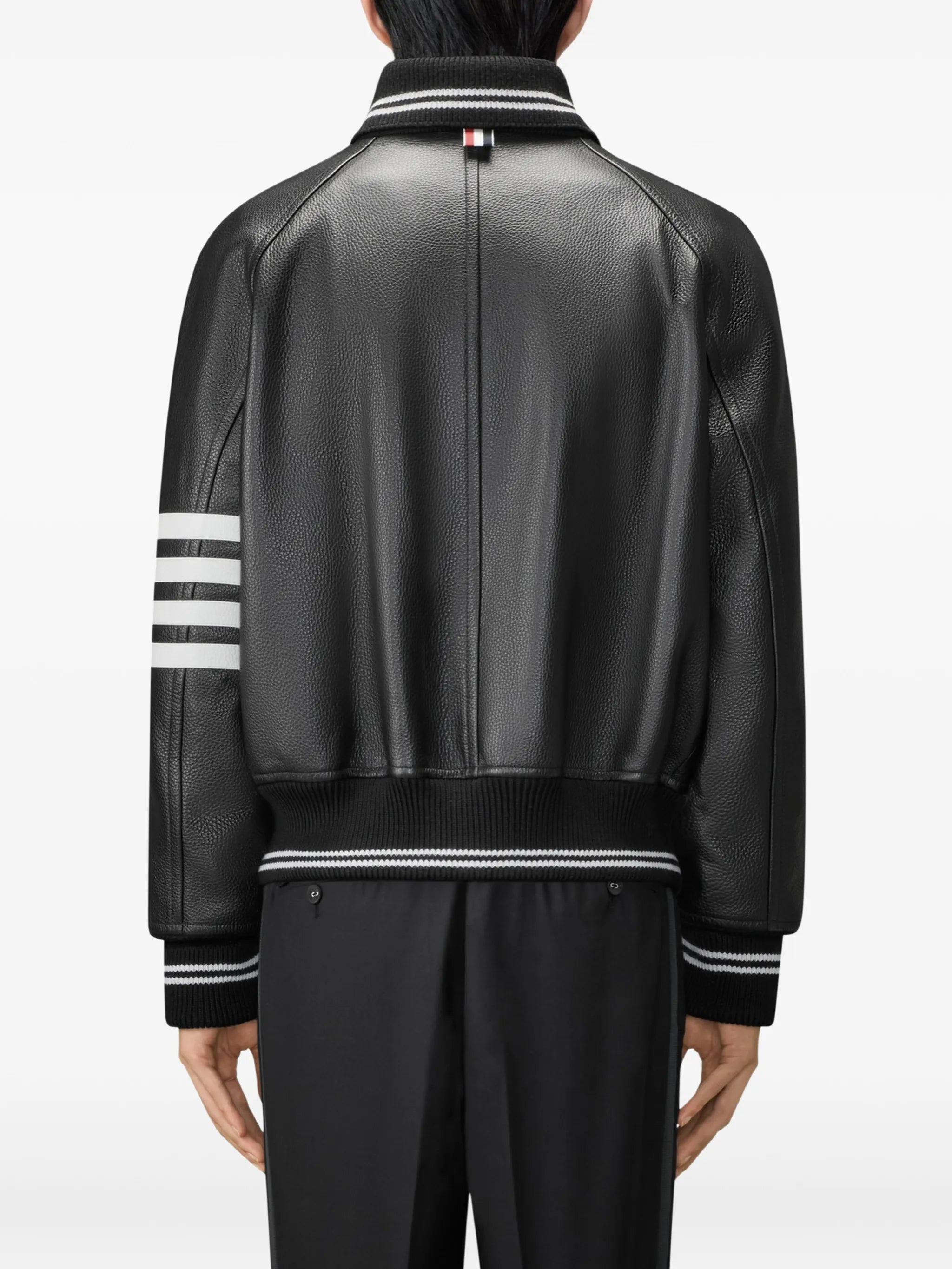 raglan-sleeve leather jacket