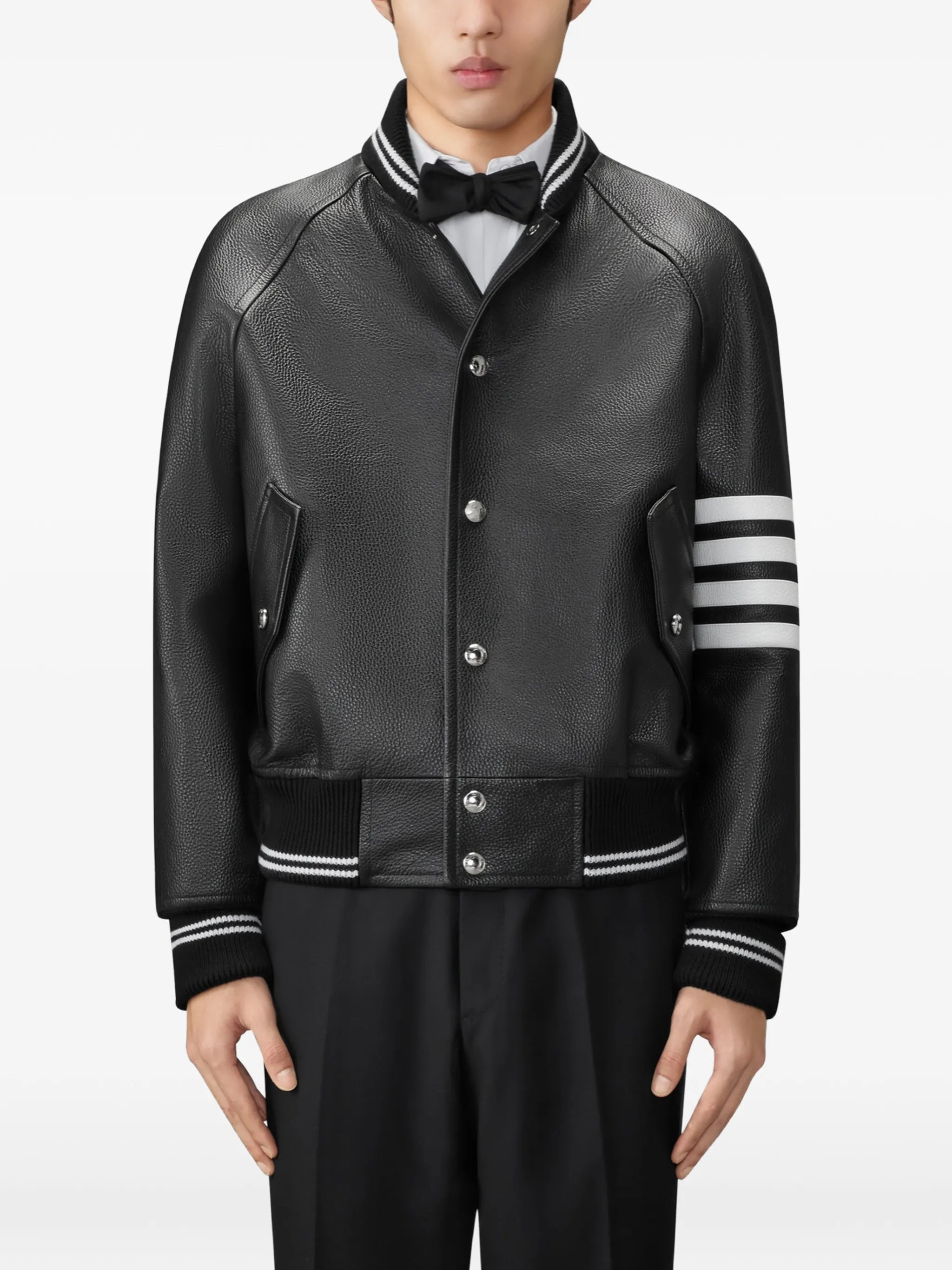 raglan-sleeve leather jacket