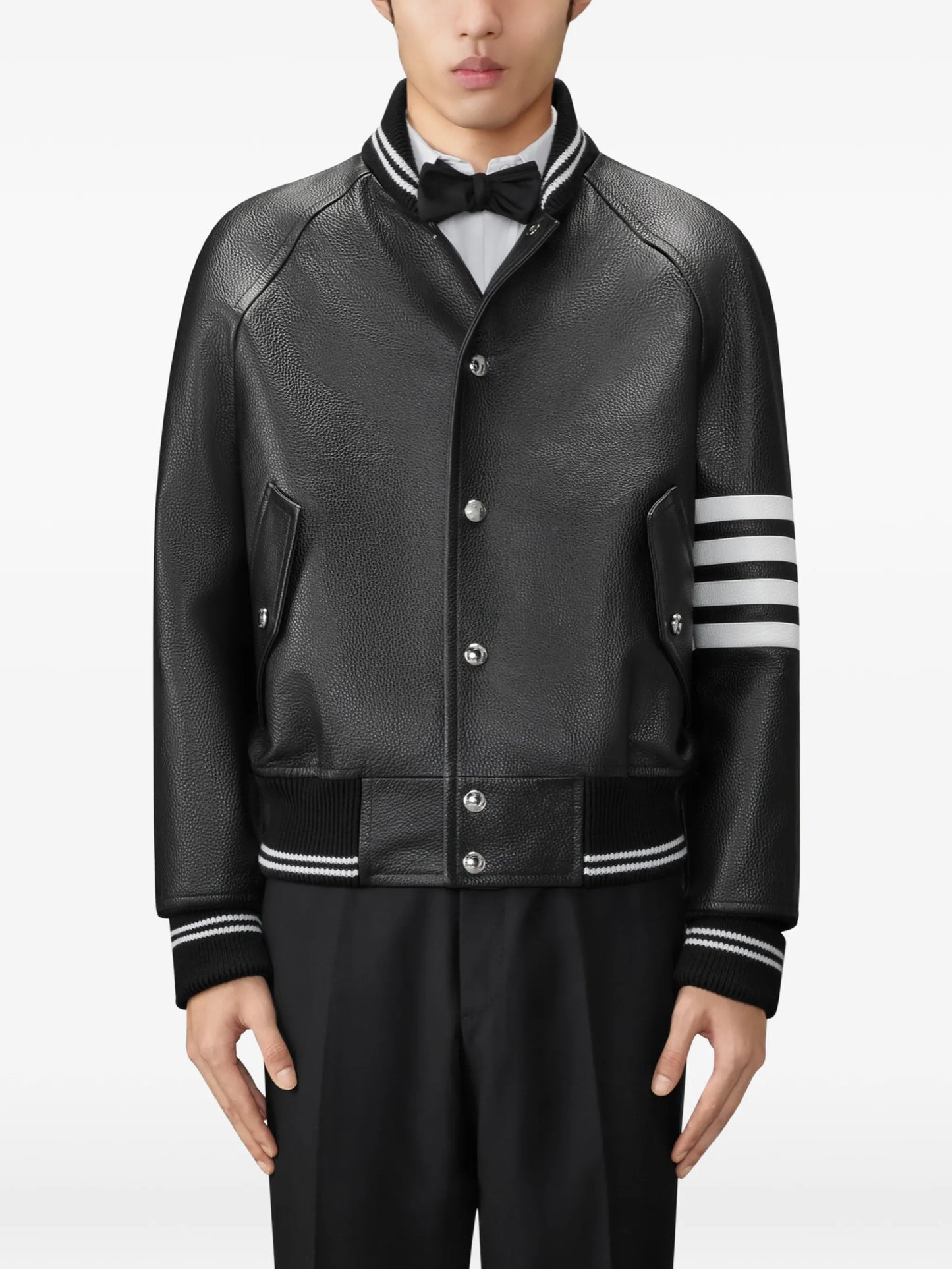 raglan-sleeve leather jacket