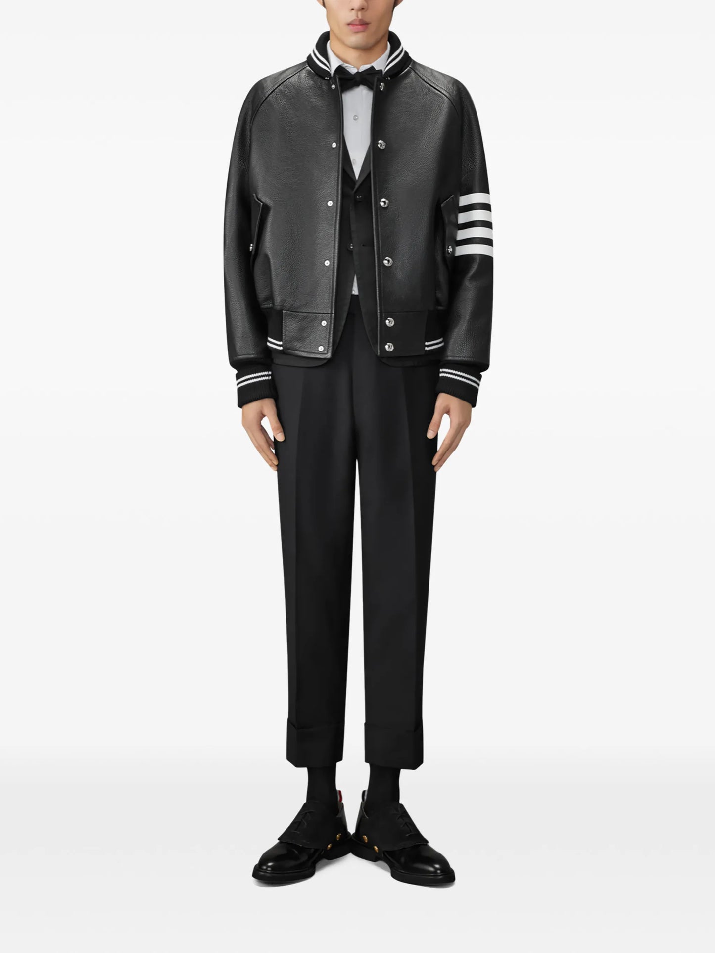 raglan-sleeve leather jacket