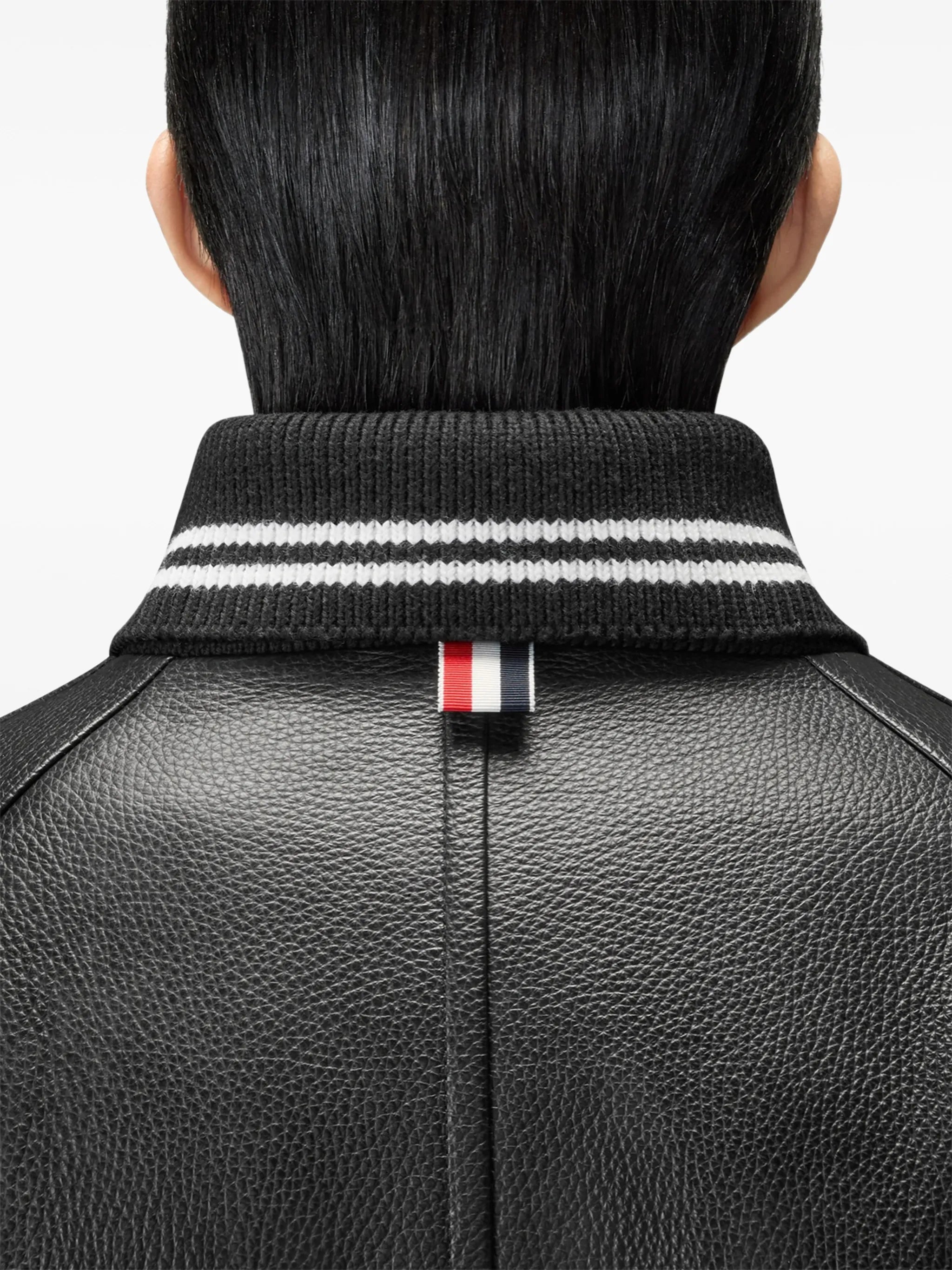raglan-sleeve leather jacket
