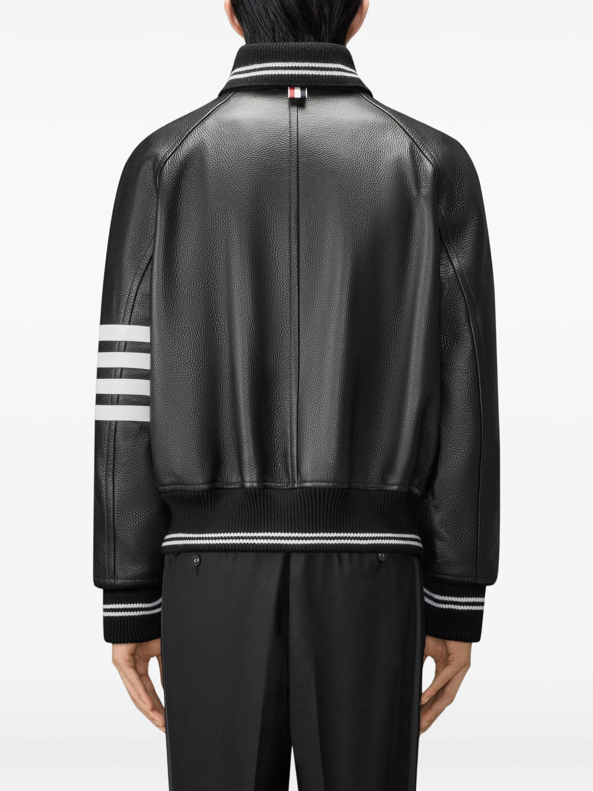 leather 4-Bar oversized blouson jacket