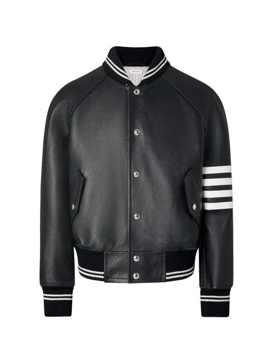 leather 4-Bar oversized blouson jacket