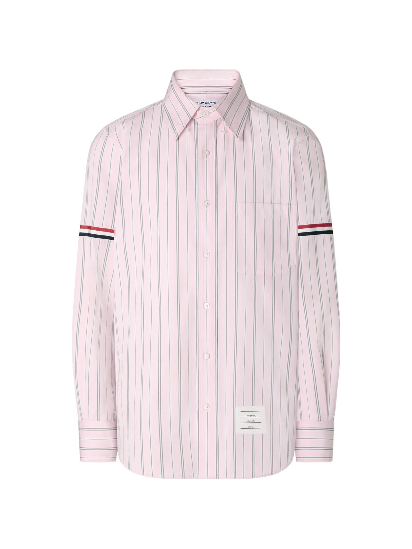 Madras hairline-stripe armband shirt