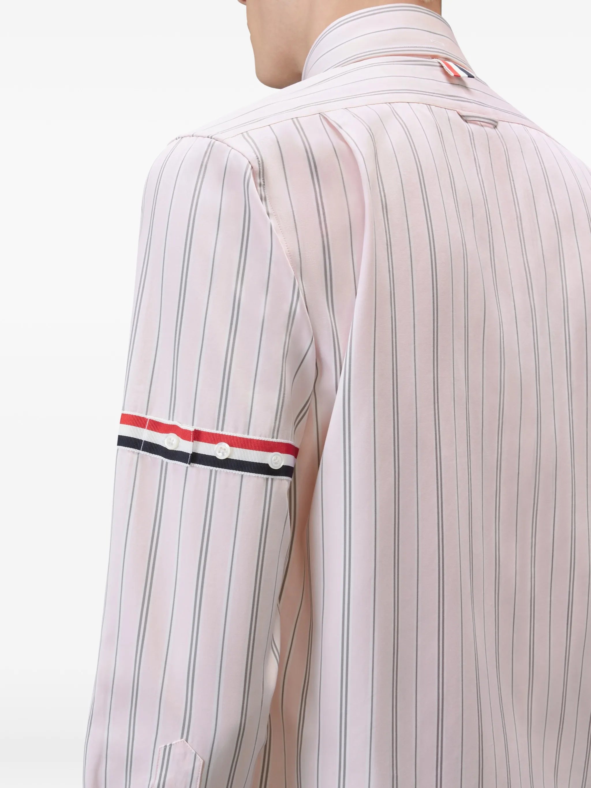 Madras hairline-stripe armband shirt