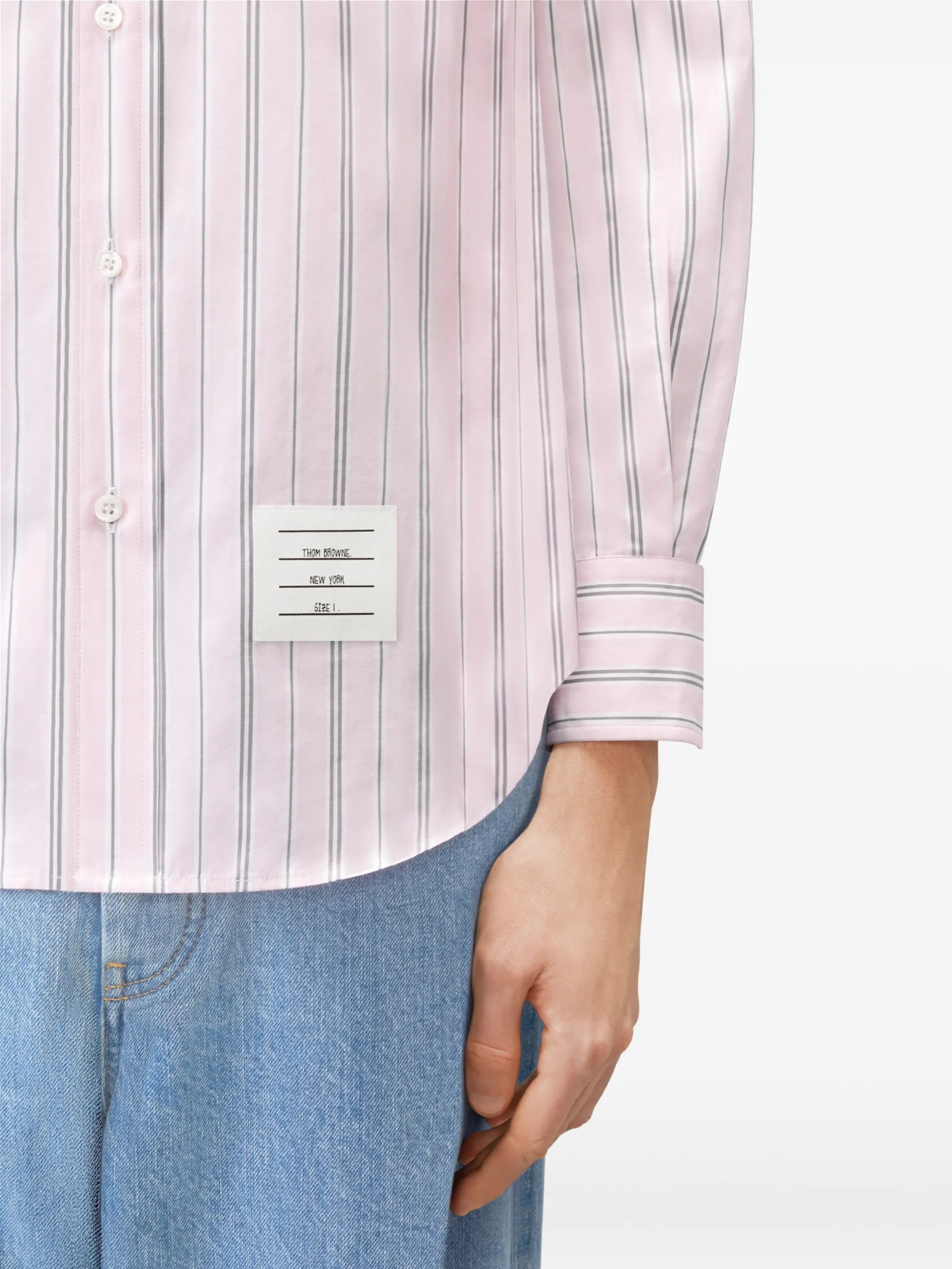 Madras hairline-stripe armband shirt