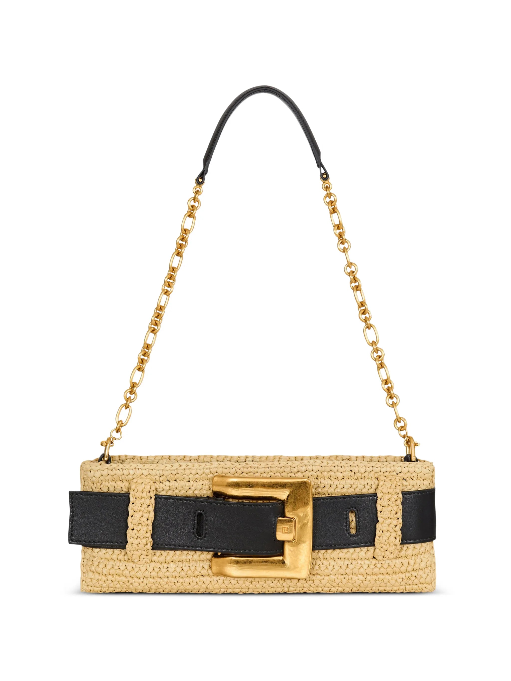 Anthem clutch bag in smooth leather and crochet