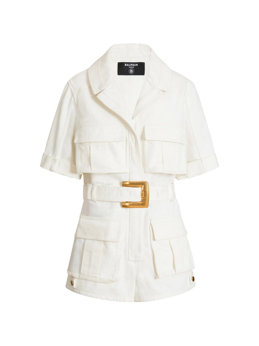 belted denim playsuit