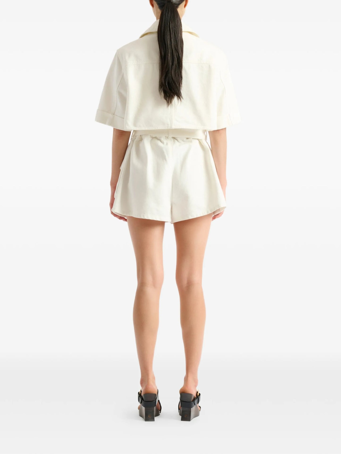 belted denim playsuit