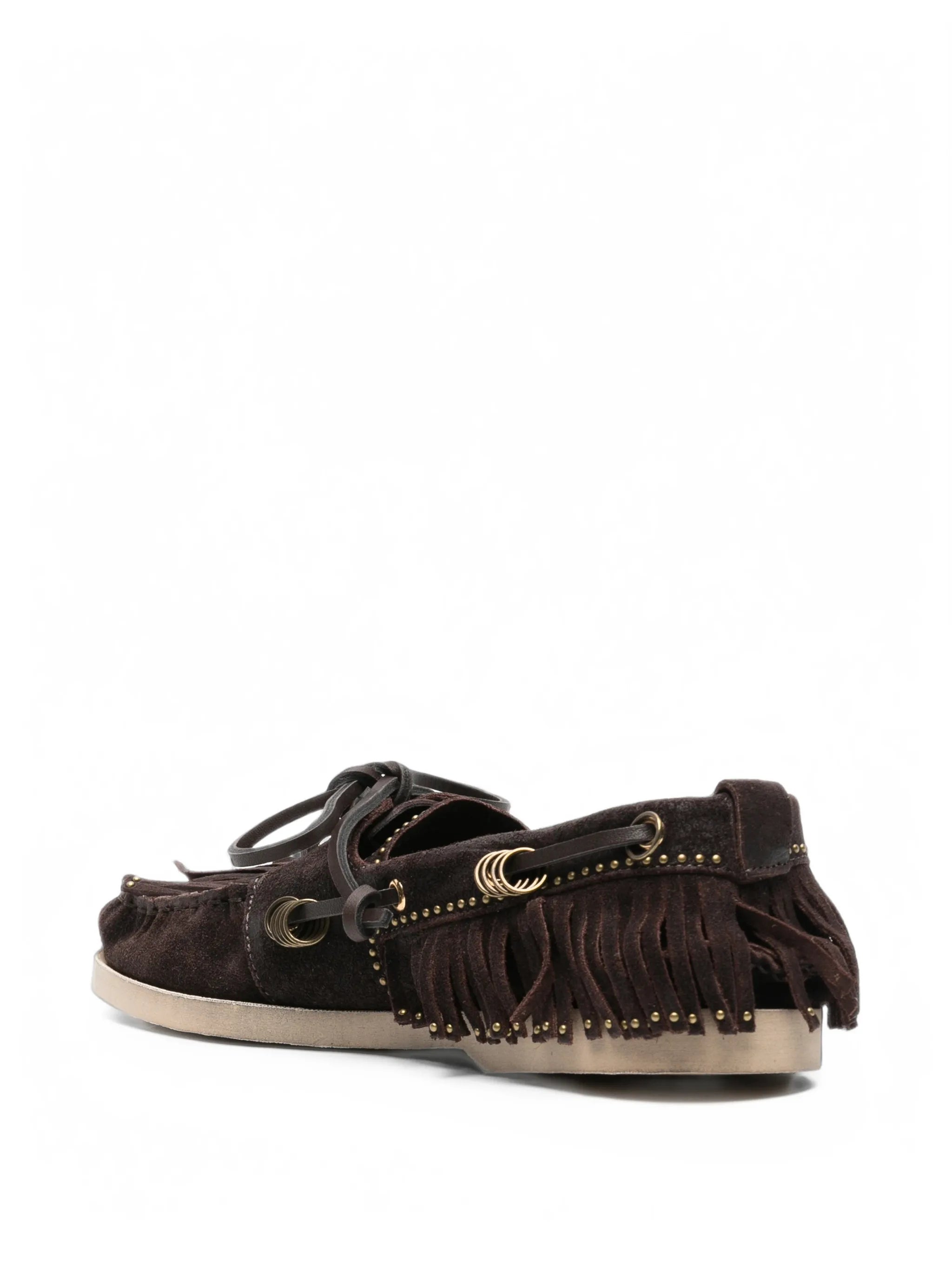 fringed studded boat shoes