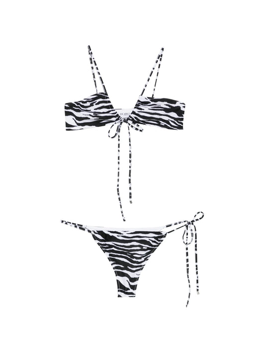 zebra-print tie-fastening bikini