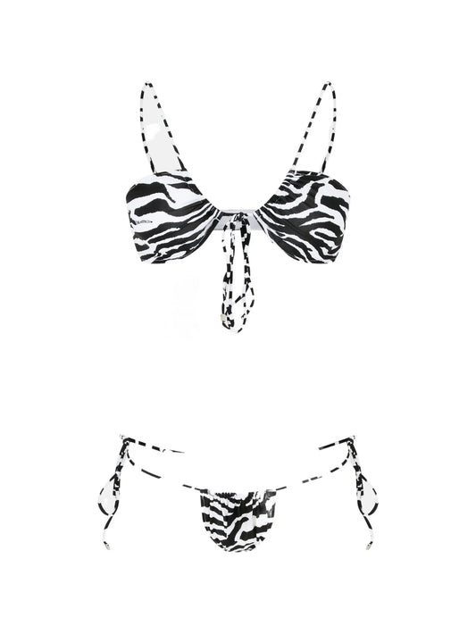 white and black bikini