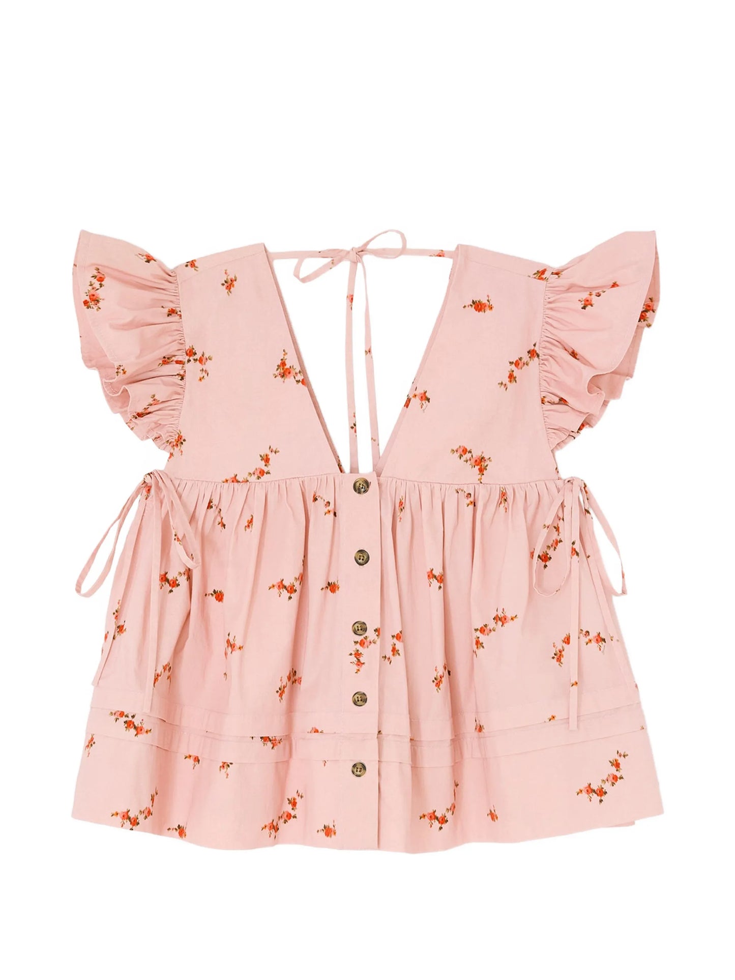 floral-print ruffled blouse