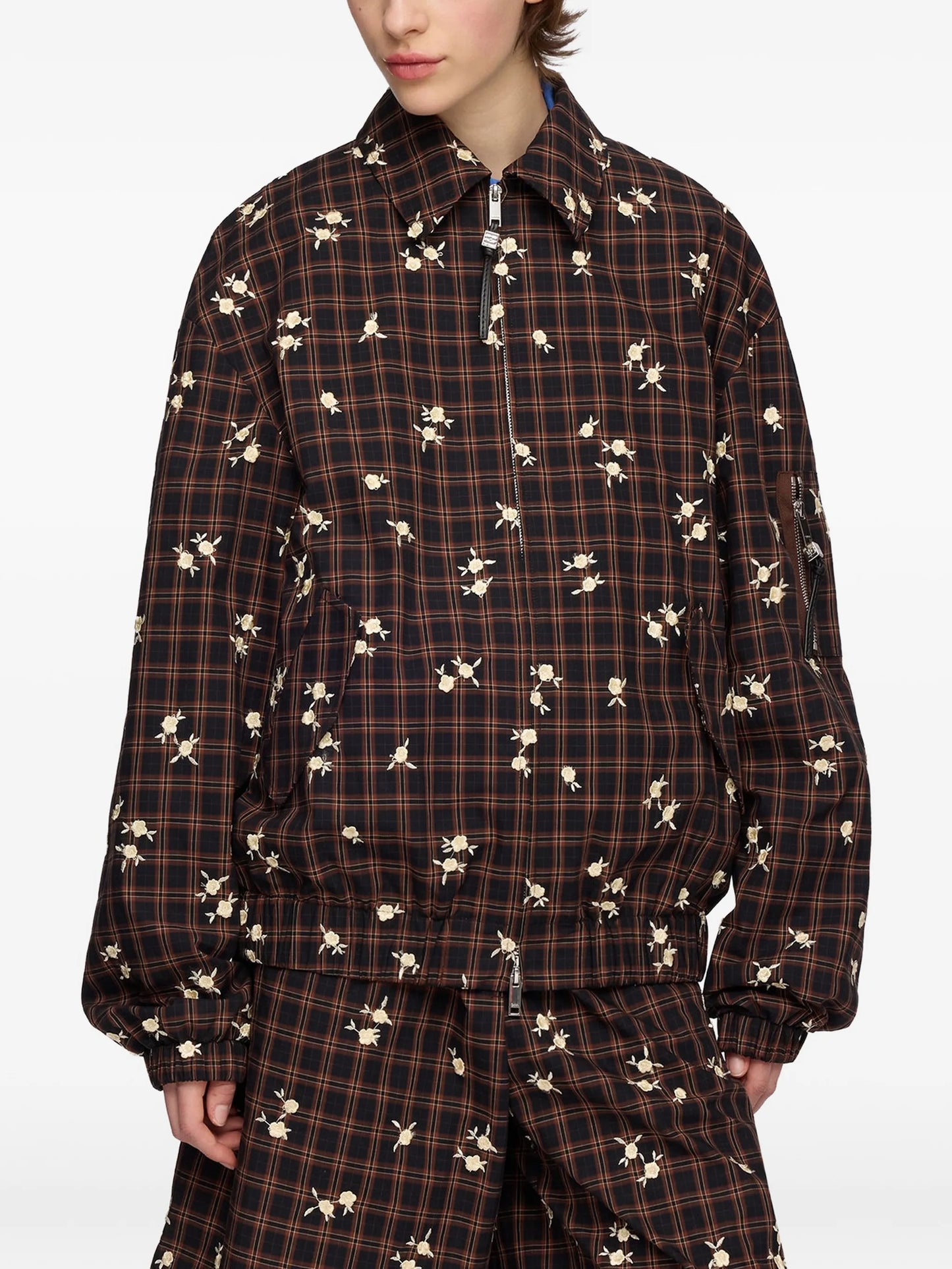 checked bomber jacket