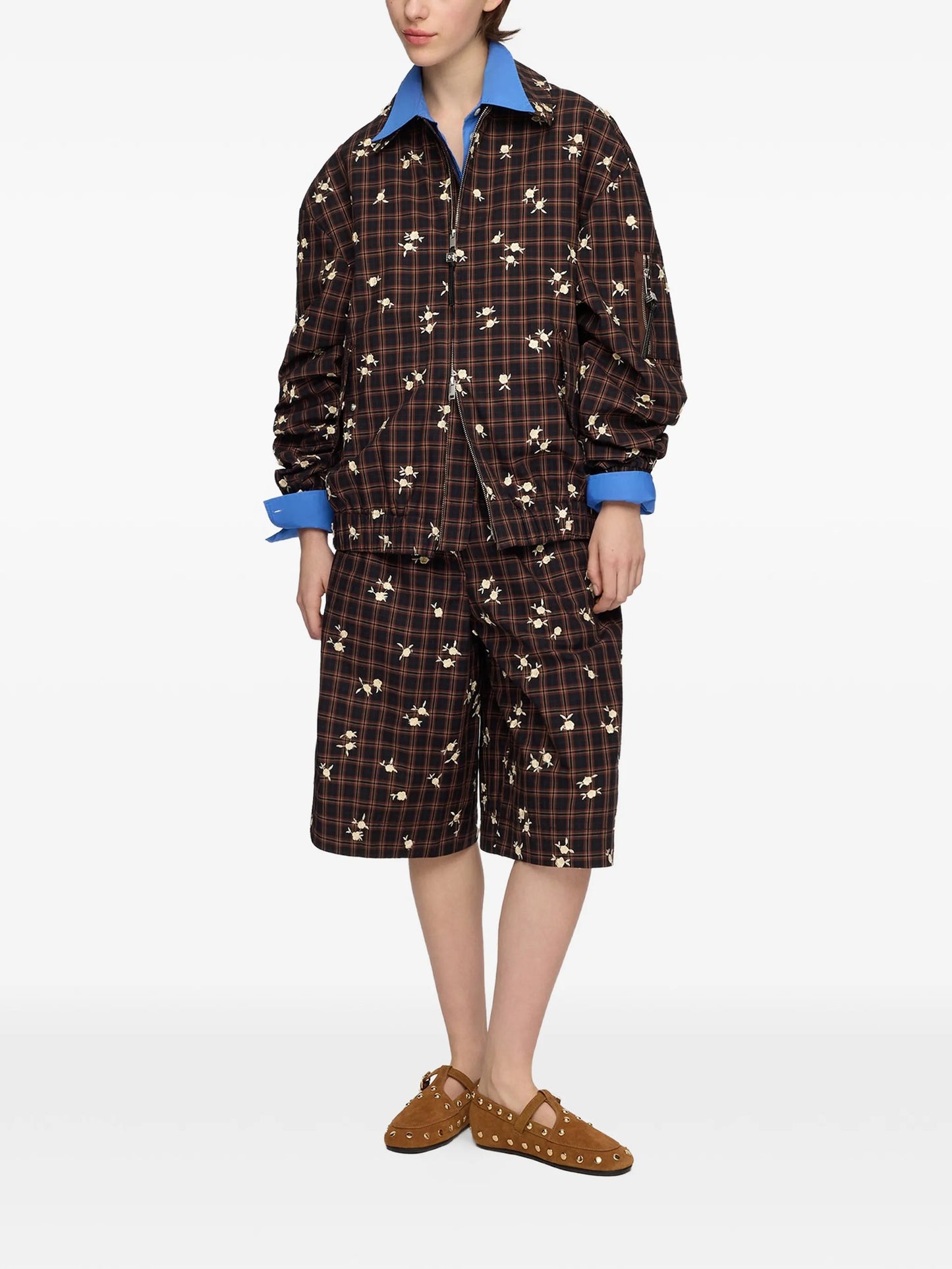 checked bomber jacket