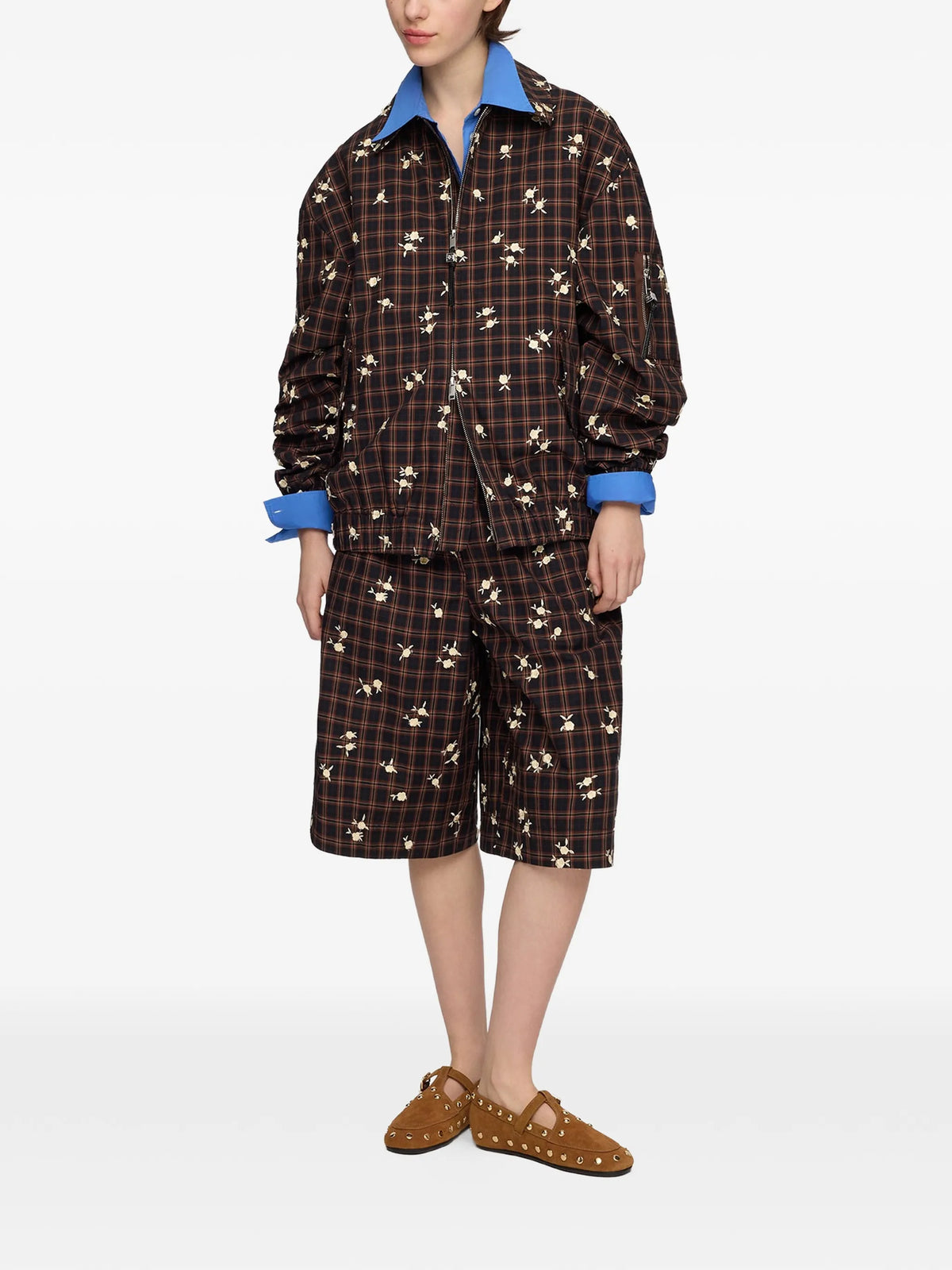 bomber jacket in printed check