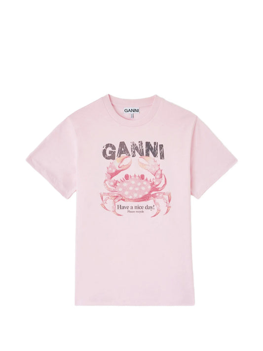 crab-print T-shirt