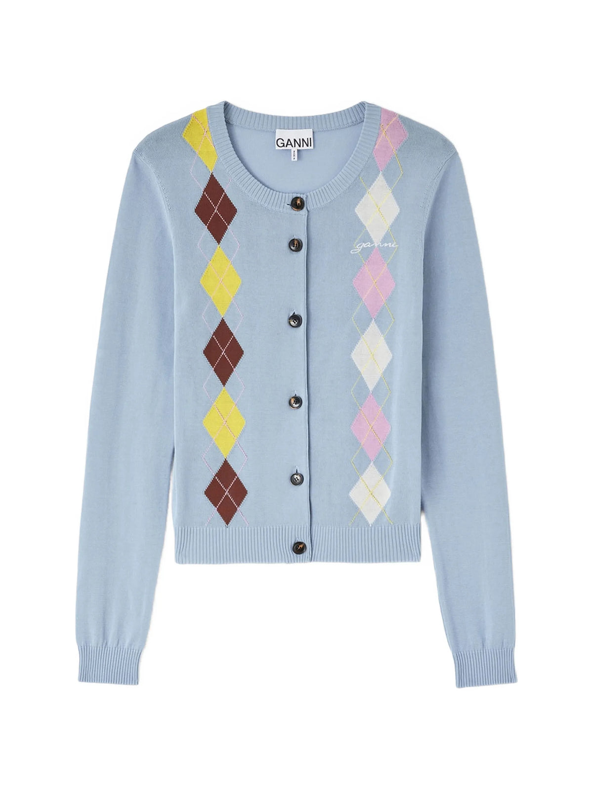 argyle-pattern cardigan