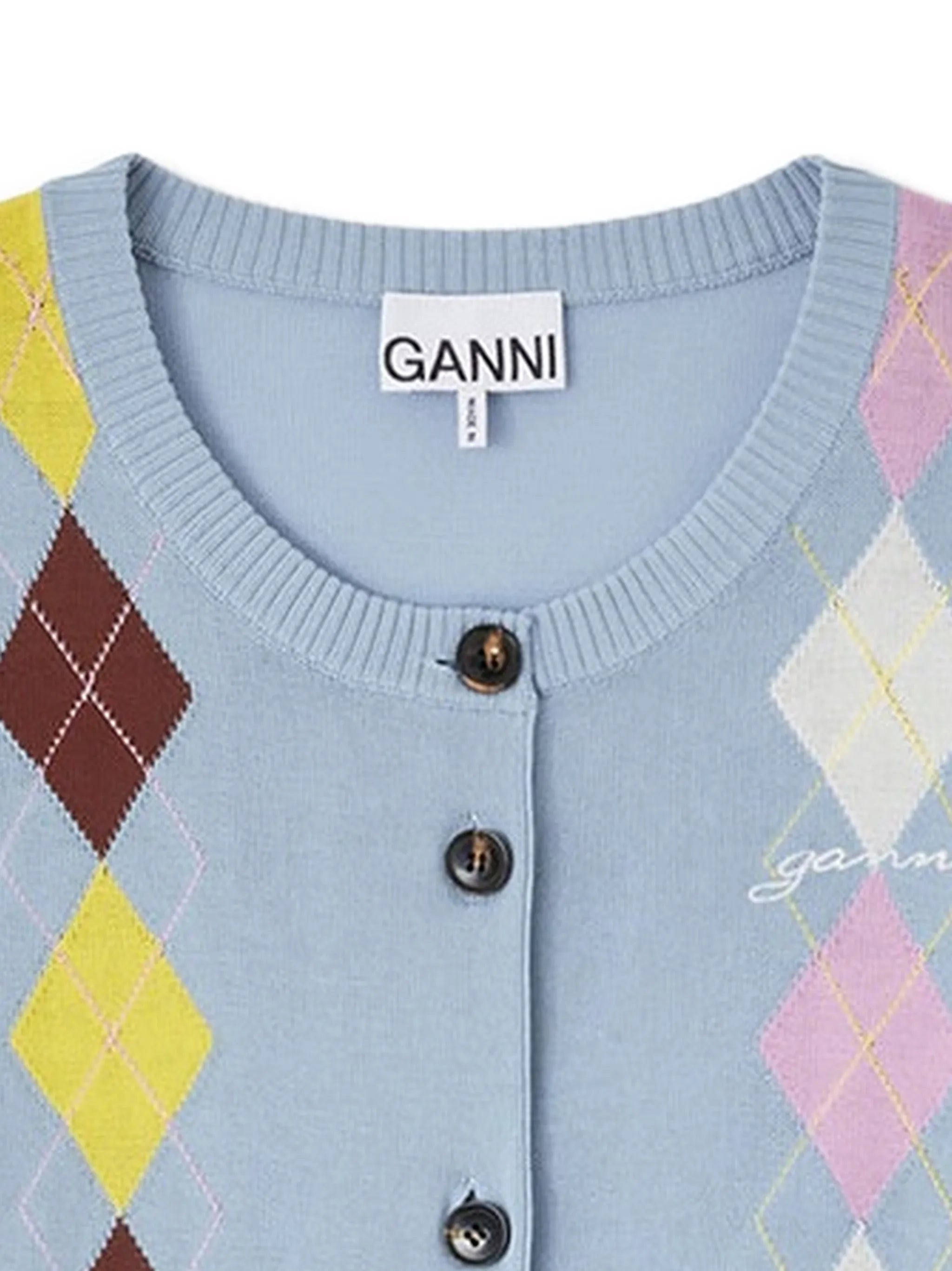 argyle-pattern cardigan