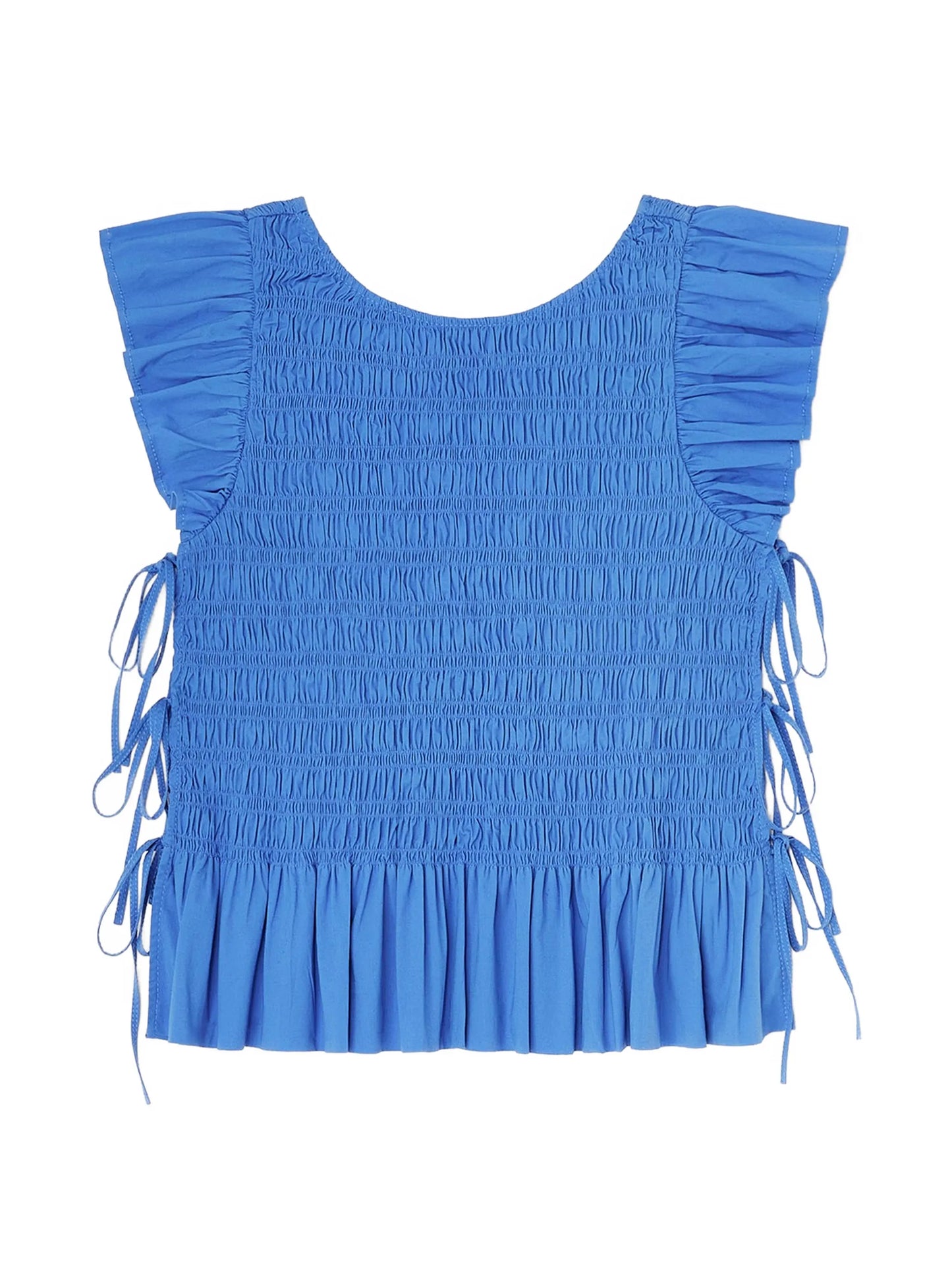 ruffled-sleeve smocked blouse
