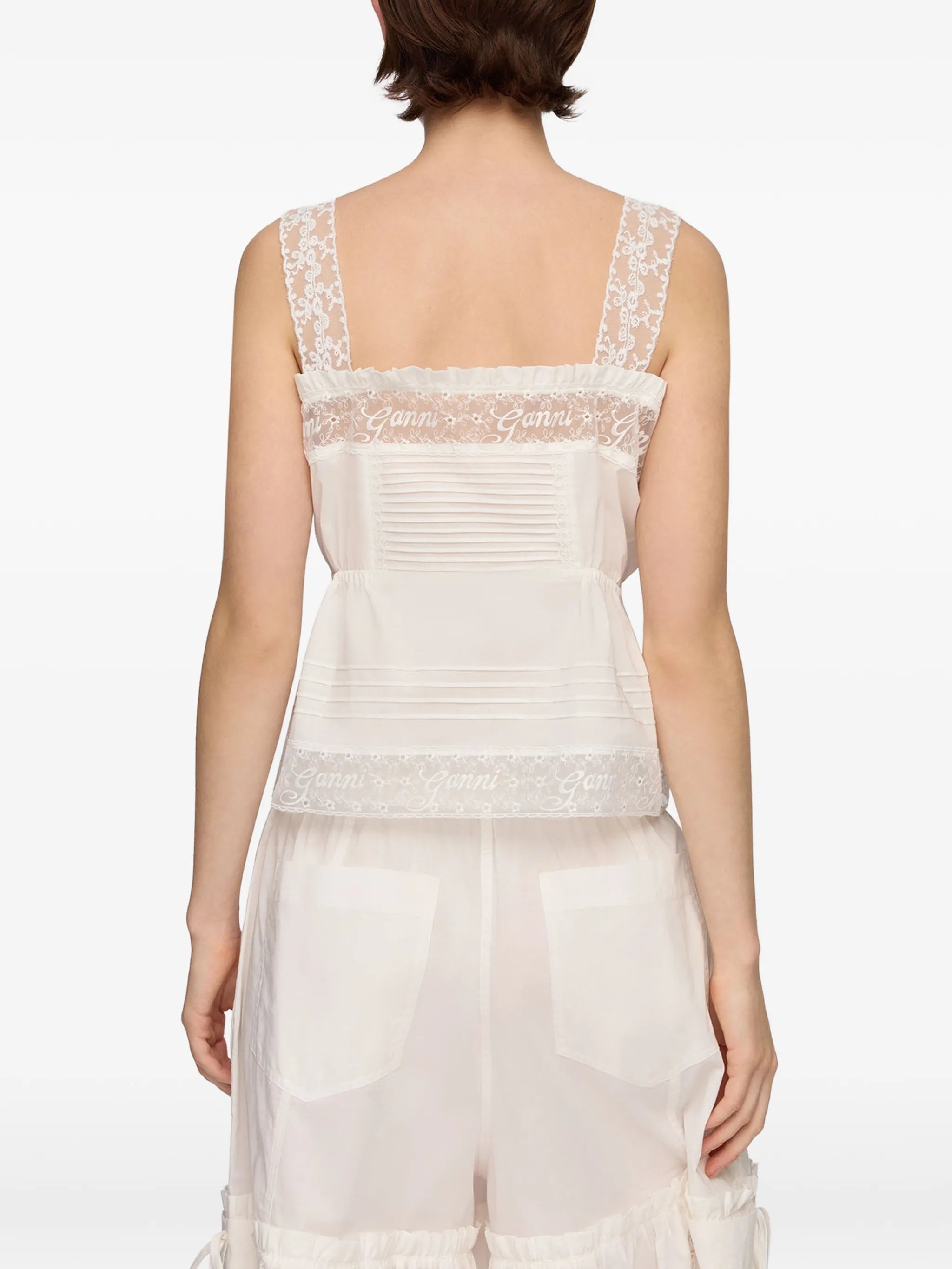 lace-trim drawstring top