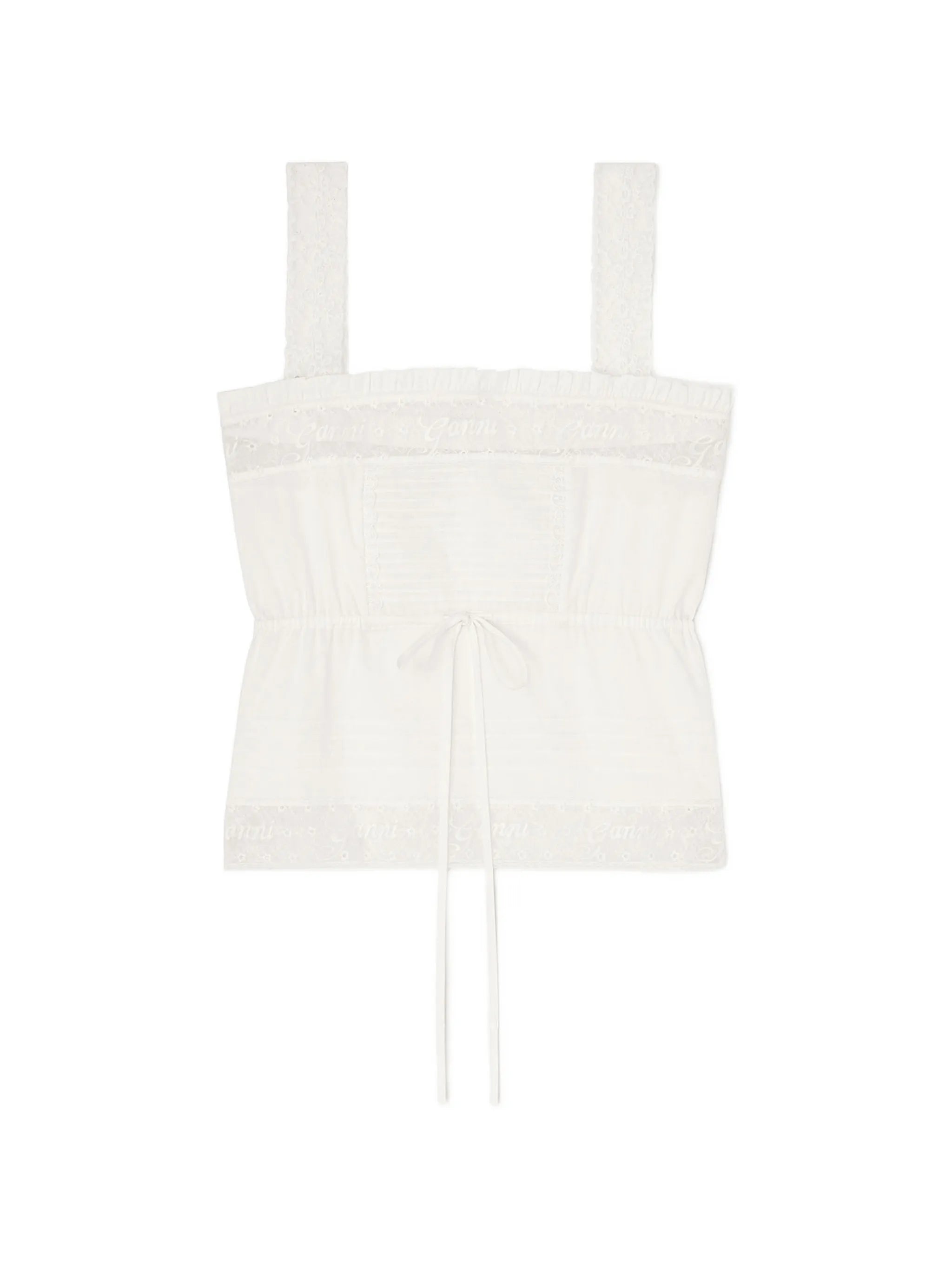 lace-trim drawstring top