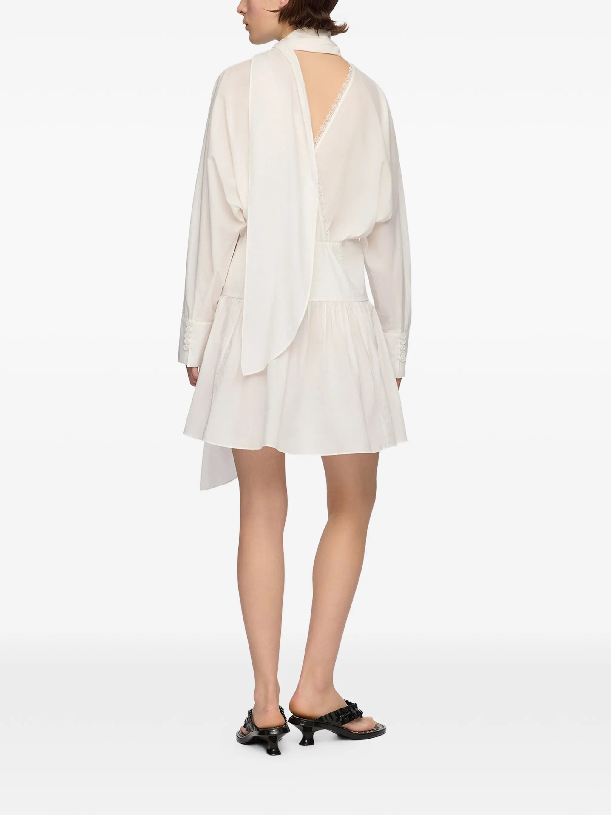 lace-trim wrap-style mini dress