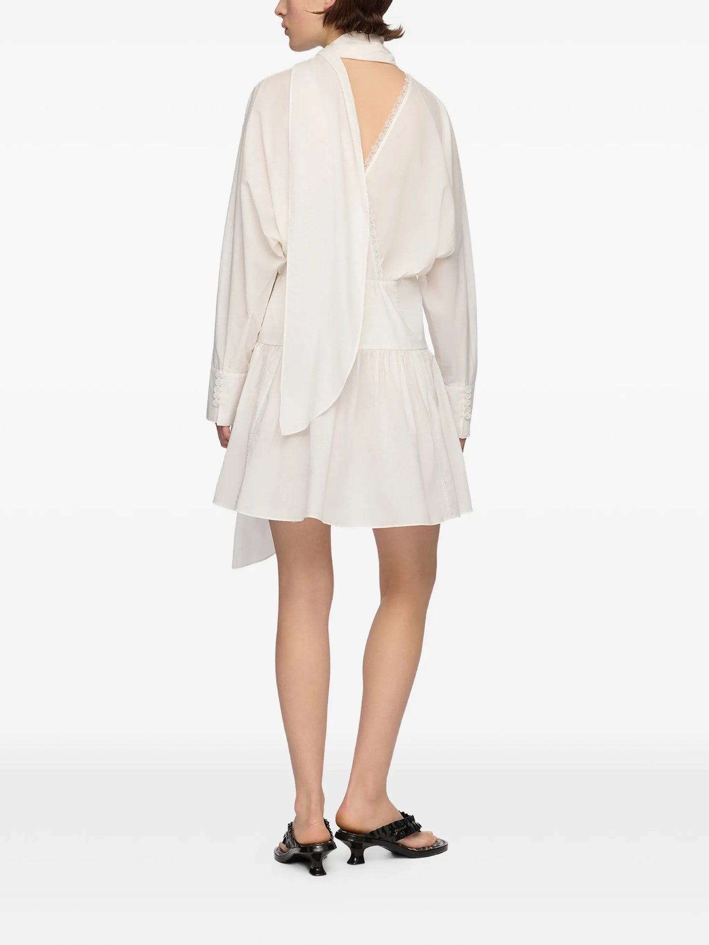 lace-trim wrap-style mini dress