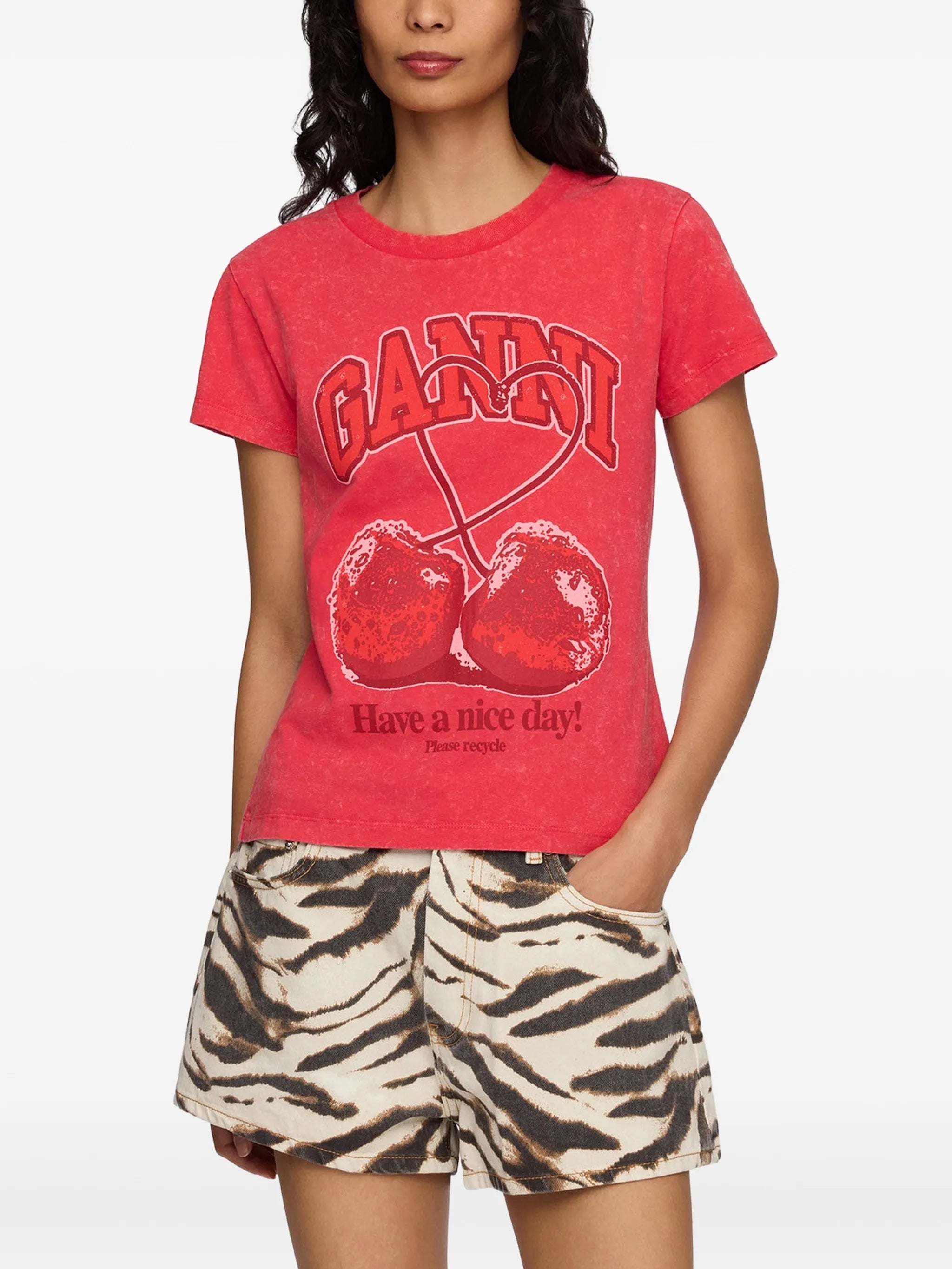 cherry-print T-shirt