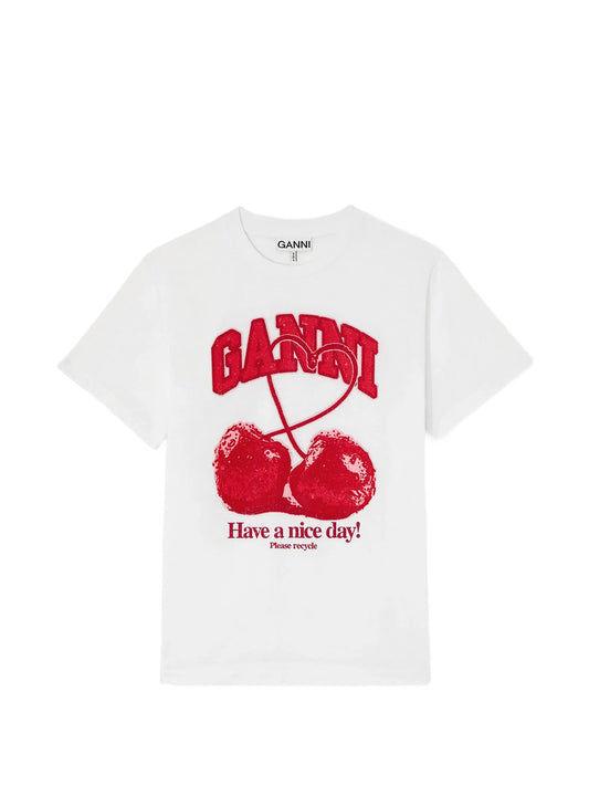 cherry-print T-shirt