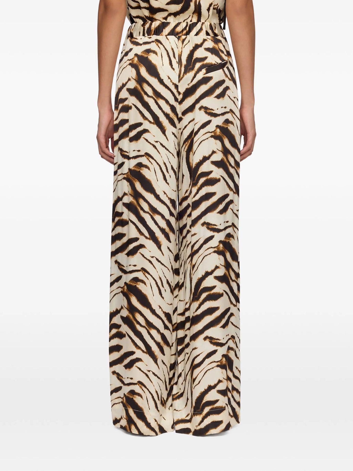 zebra-print satin trousers