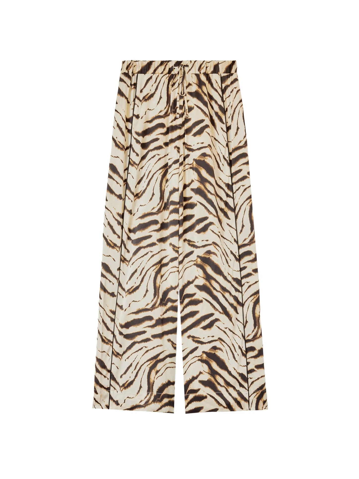 zebra-print satin trousers