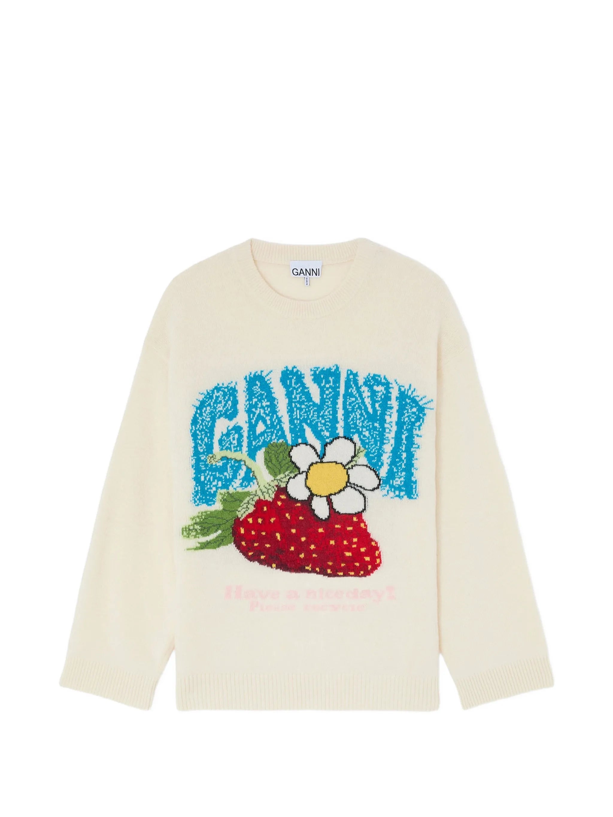 strawberry-motif intarsia-knit sweater