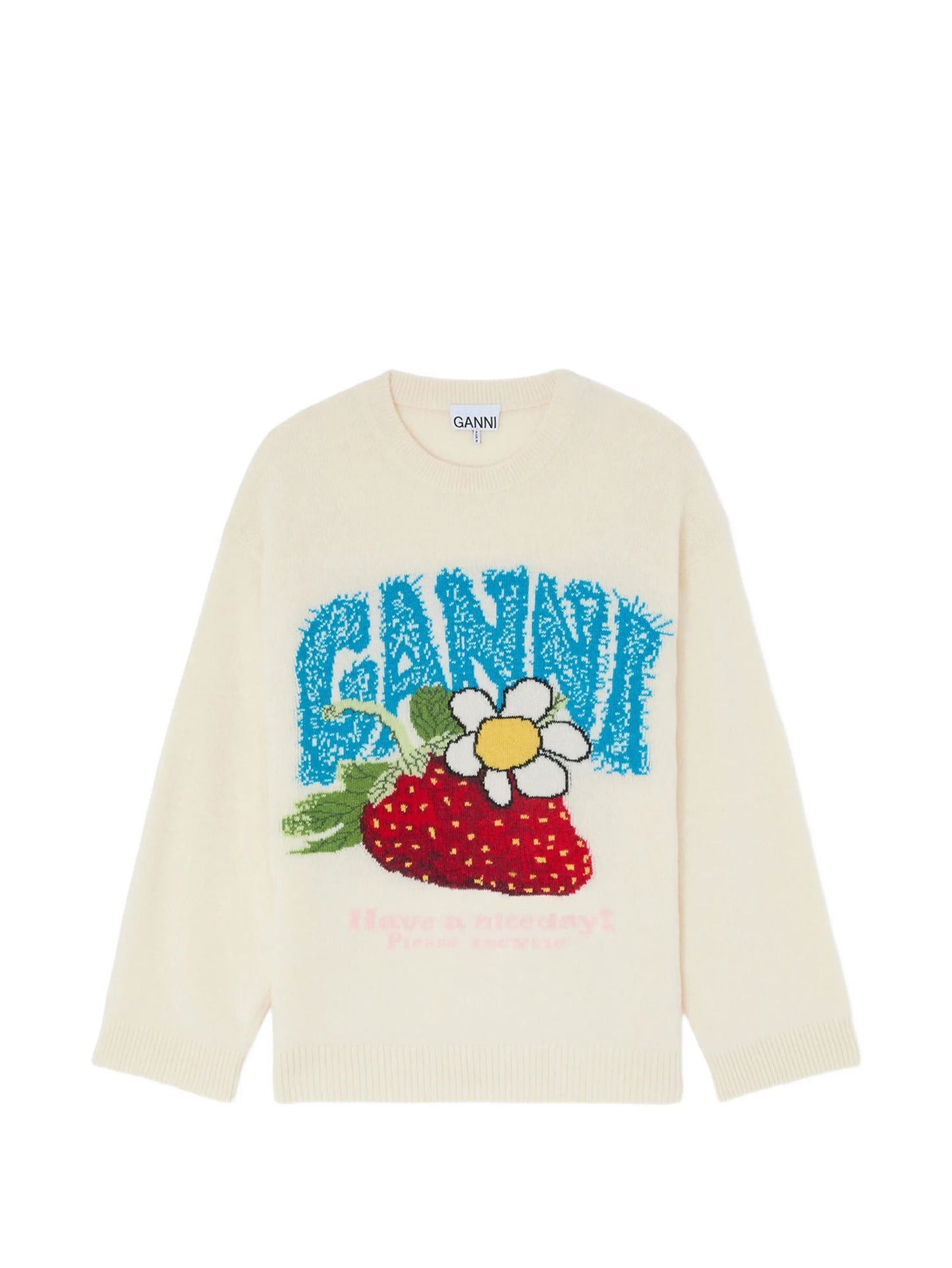 strawberry-motif intarsia-knit sweater