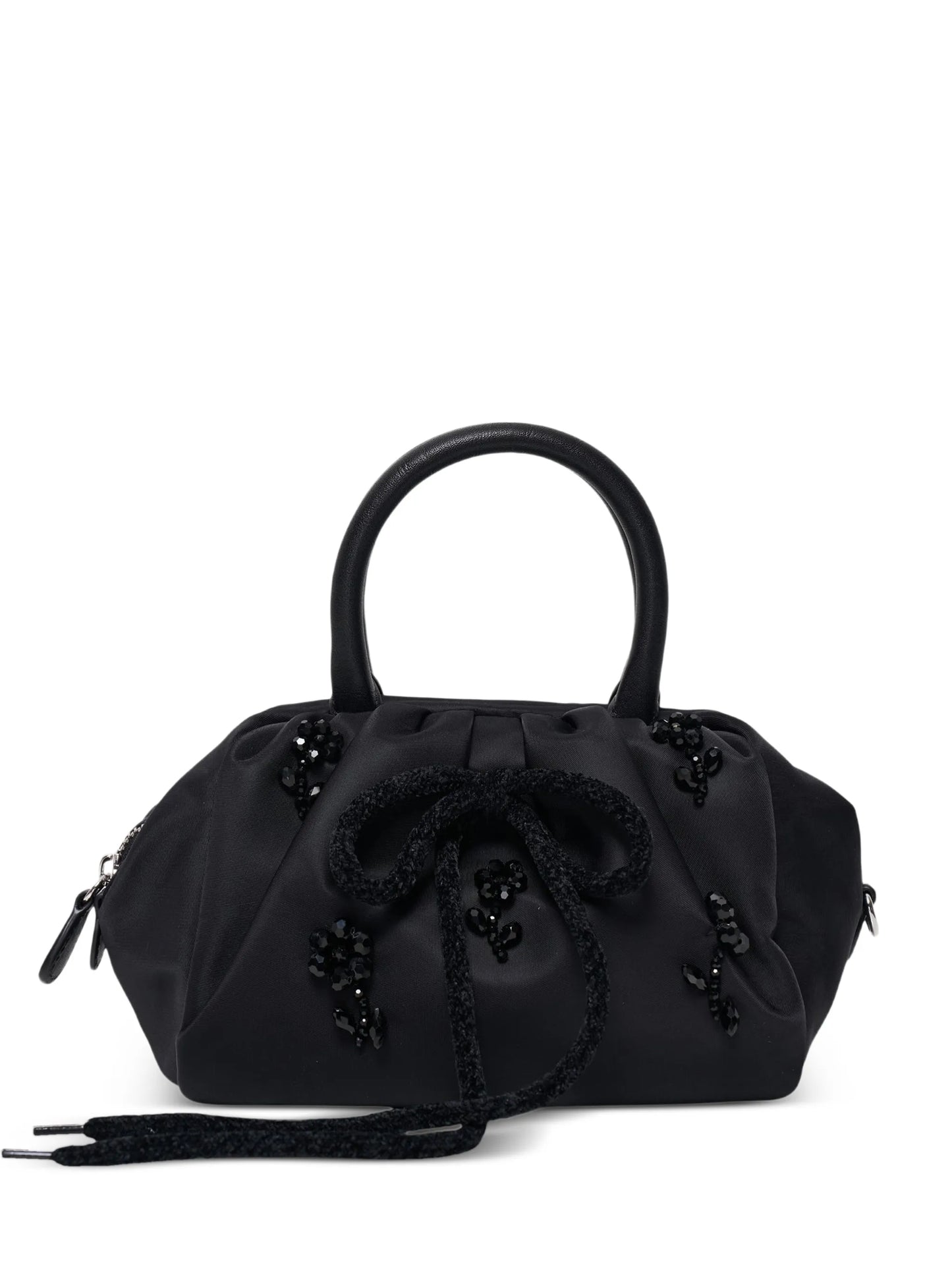 beaded-bow gathered shoulder bag