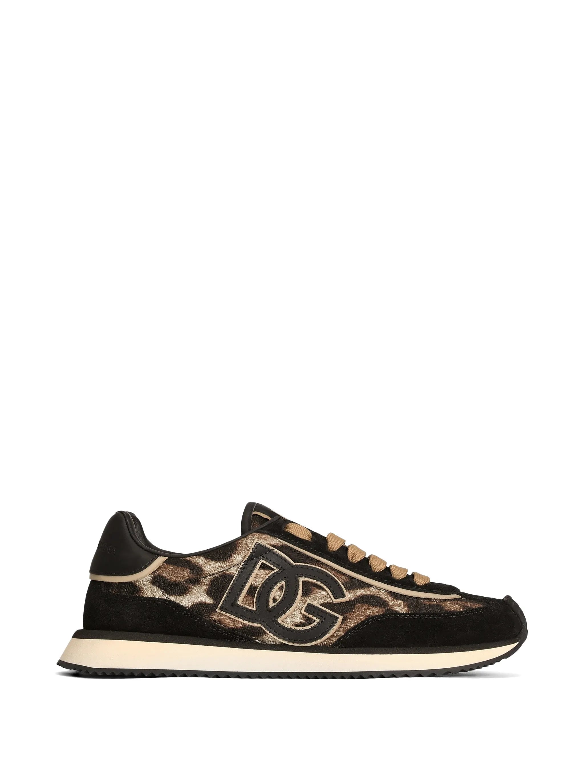 leo-print fabric cushion sneakers