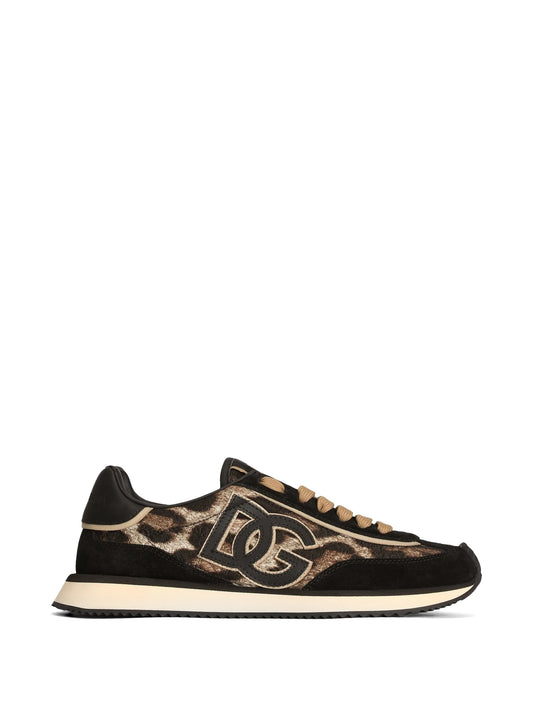 leo-print fabric cushion sneakers