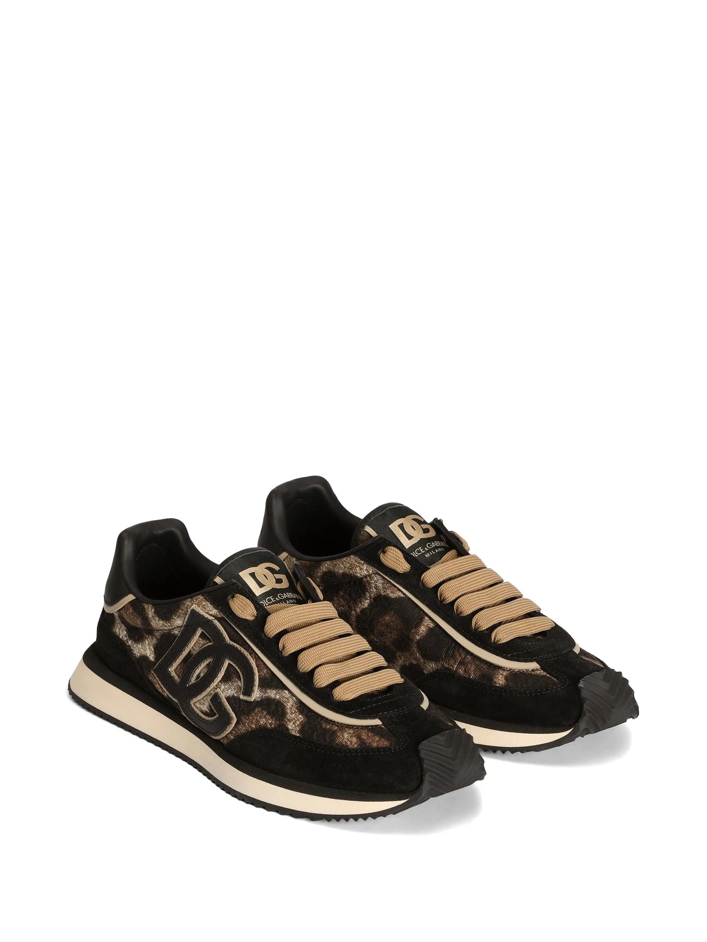 leo-print fabric cushion sneakers
